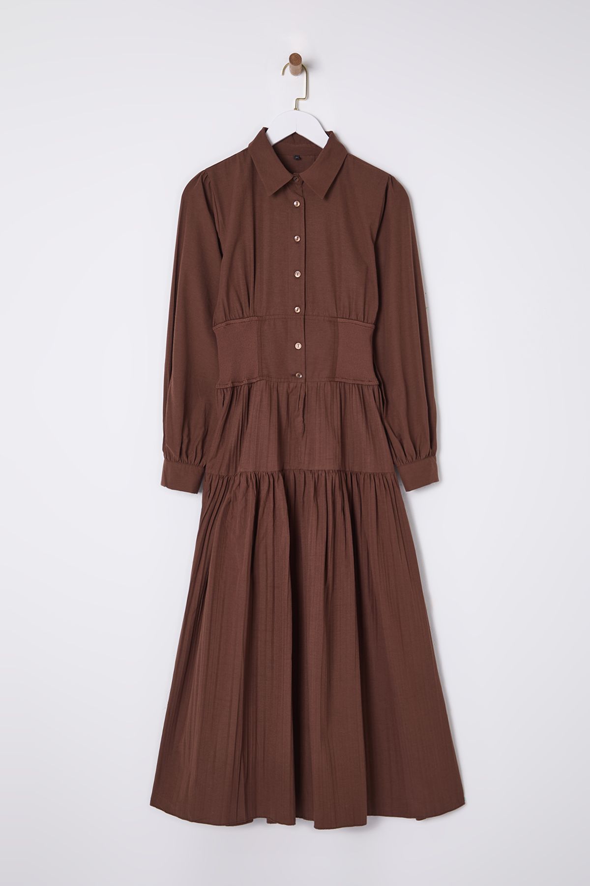 Trendyol Modest-Σκούρο καφέ ελαστικό φόρεμα μέσης TCTSS25EB00016 6