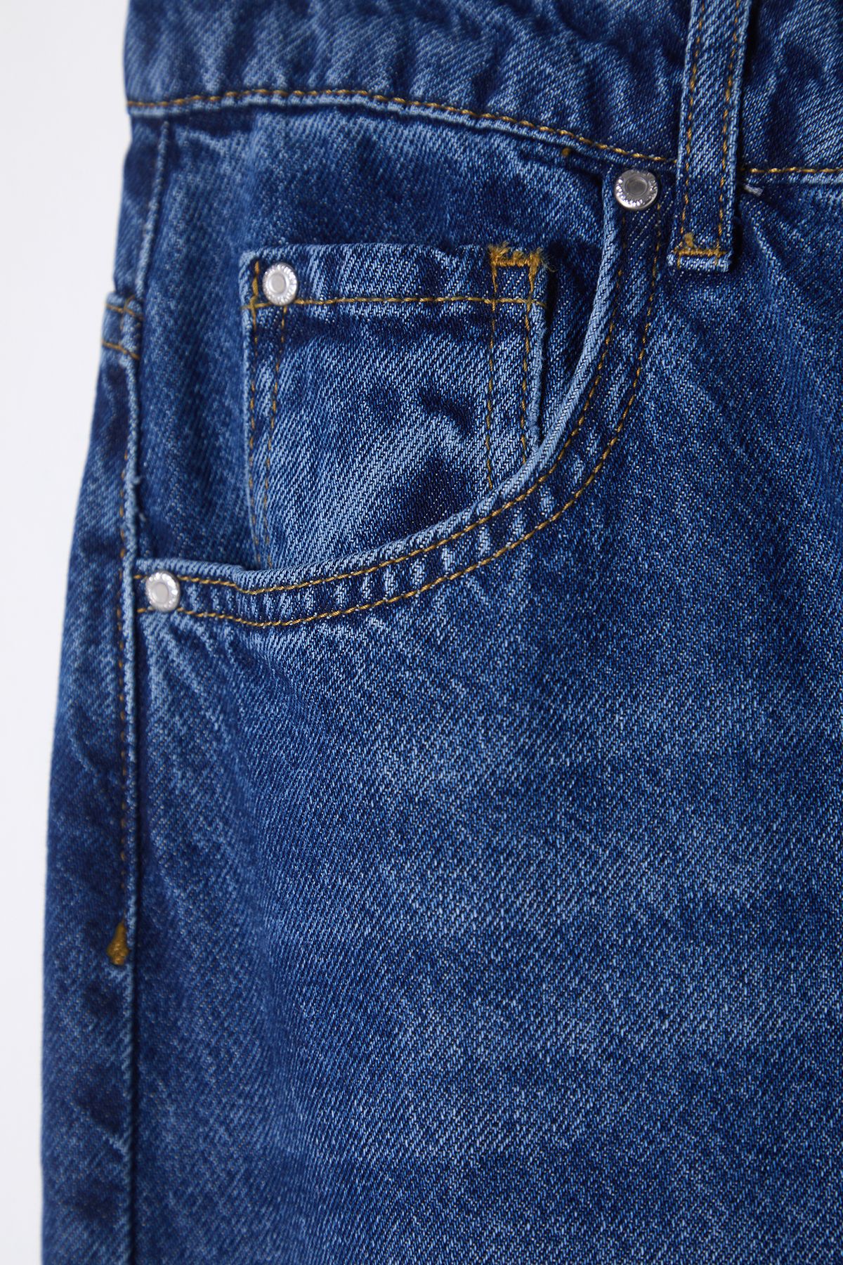 Trendyol Collection-Dunkelblaue Jeans mit hoher Taille und weitem Bein TWOSS25JE00065 6