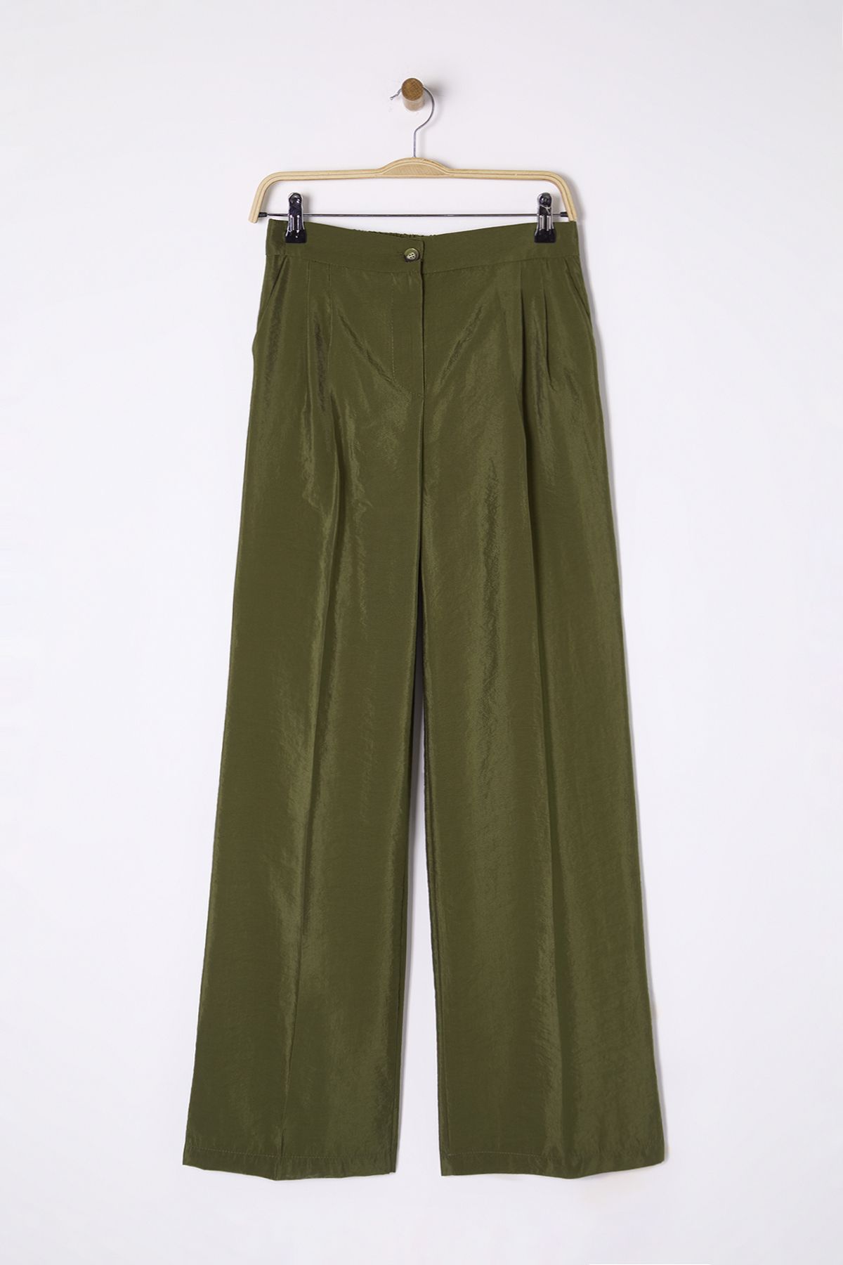 Trendyol Collection-Khaki Modal Wide-Leg Pants - Soft Tuşel Twoss25Pl00004 6