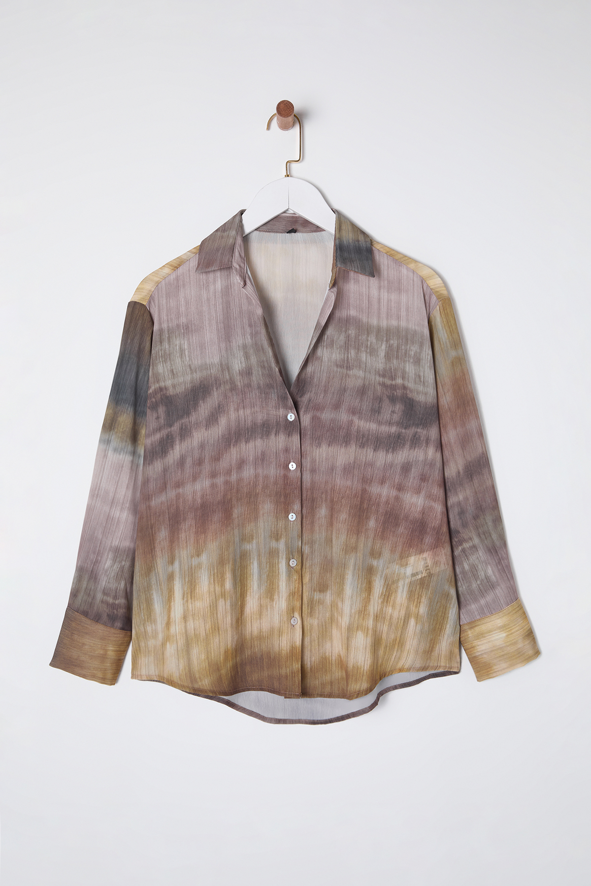 Trendyolmilla  Çok Renkli Renk Geçişli Şifon Kumaş Regula Normal Kalıp Dokuma Gömlek TWOSS25GO00037 - Görsel 6