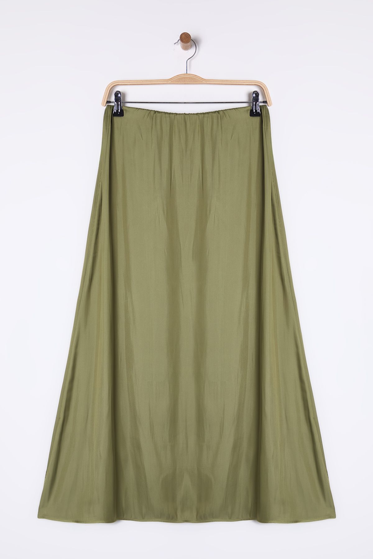 Trendyol Collection-Khaki Satin Lfabric A-Line Midi Skirt Twoss25Et00016 6