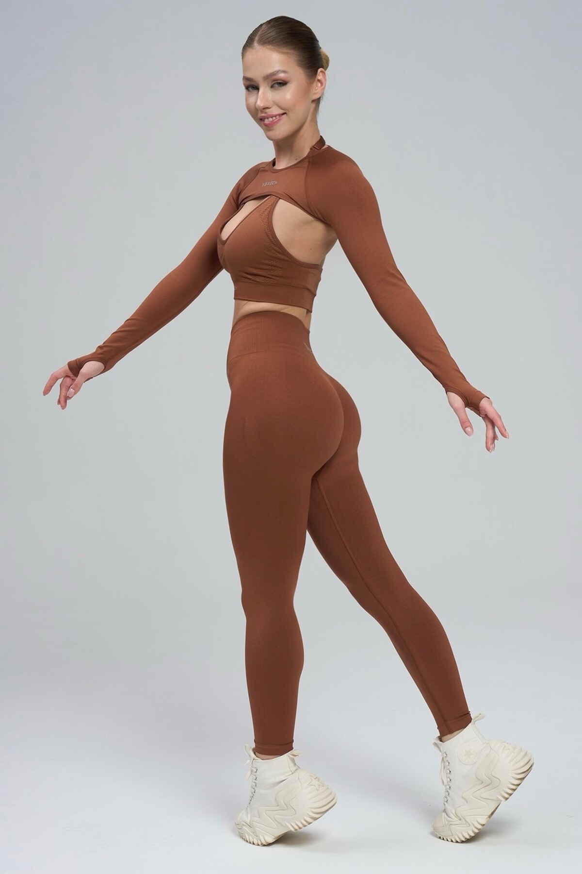 yexech  Büzgülü Seamless Ekstra Kalça Destekli Push-Up Aurora Spor Tayt - Görsel 9