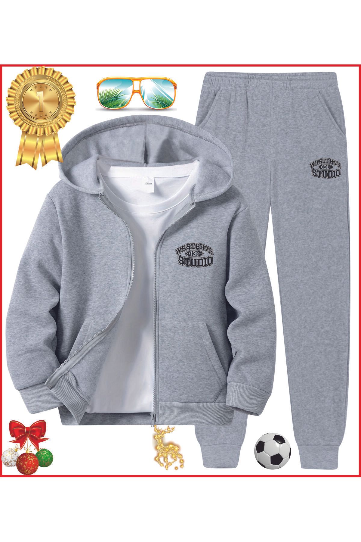 HOFFNUNG Full ZIP NEW WORST BEHAVIOUR Oversize Lastik Paça Eşofman Takımı