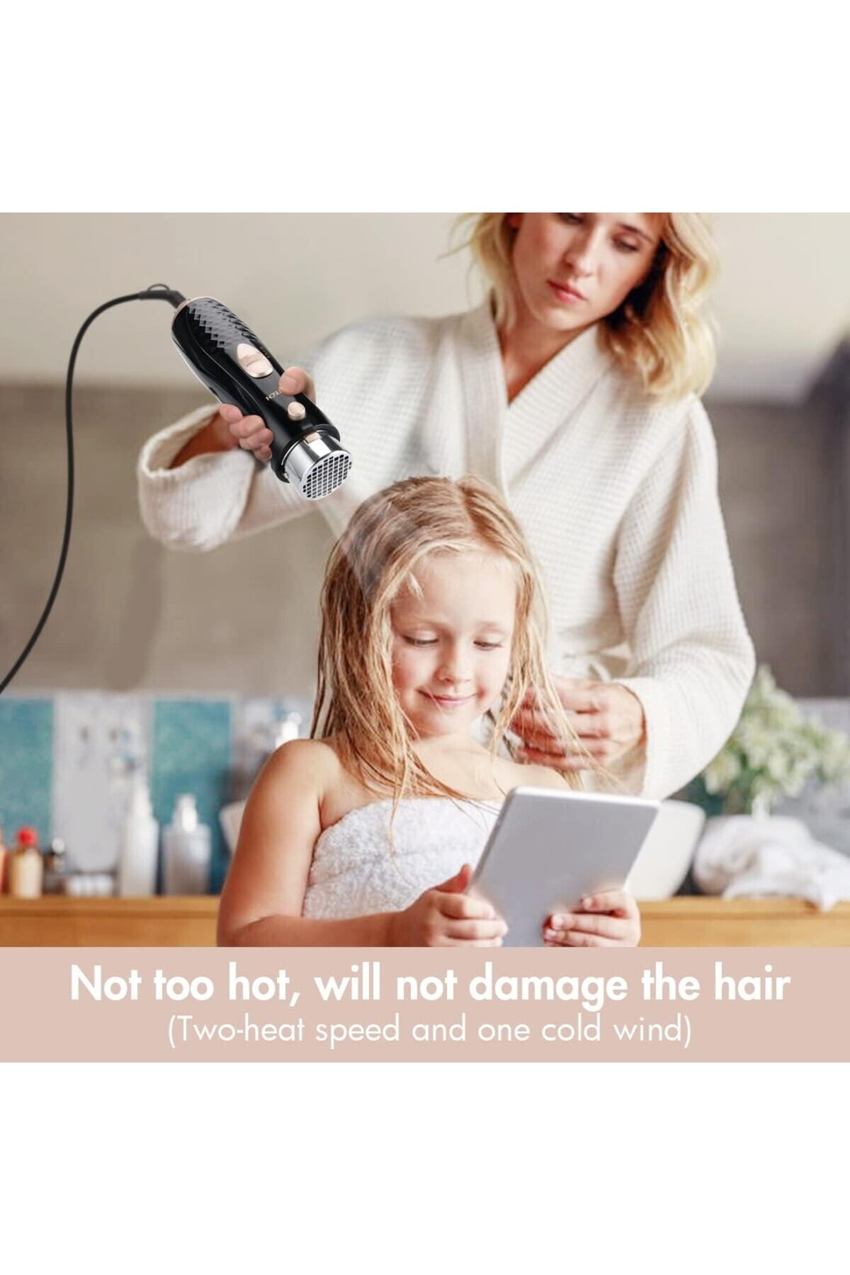 Pritech-Hair Dryer Brush, 4 in 1 with 2 Heat Speeds and Cold Wind Feature 6
