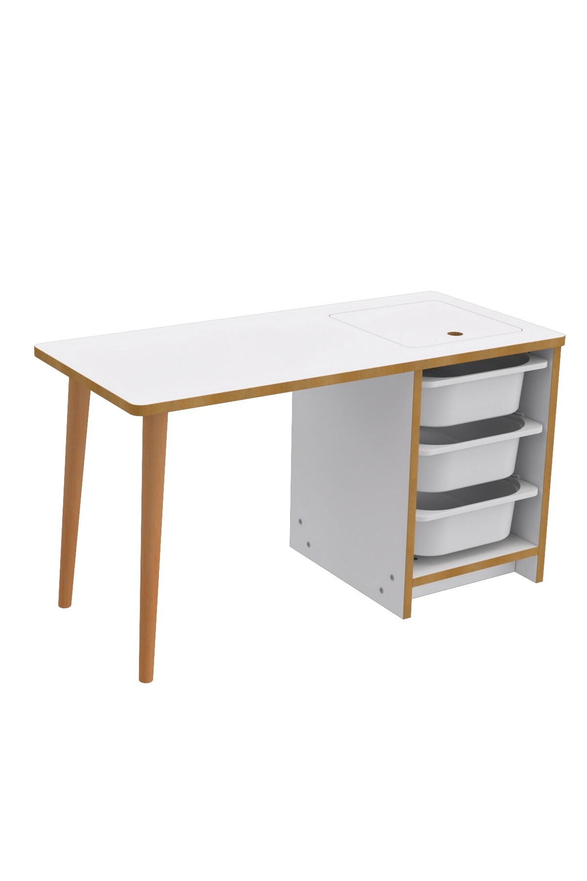 Pratico Soho - Çocuk Çalışma Masası Oyun Ve Etkinlik Masası Beyaz Sepetli fotoğrafı 4 (önizleme)