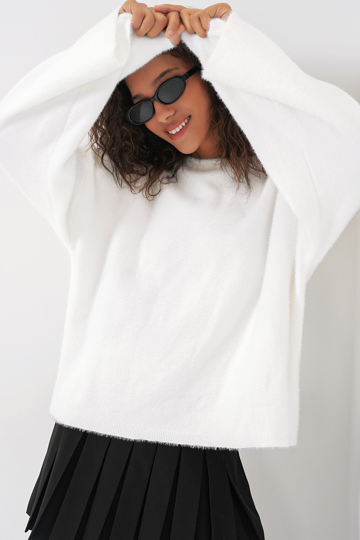 Bigdart-15915 Weich strukturierter Strickpullover – Weiß 4