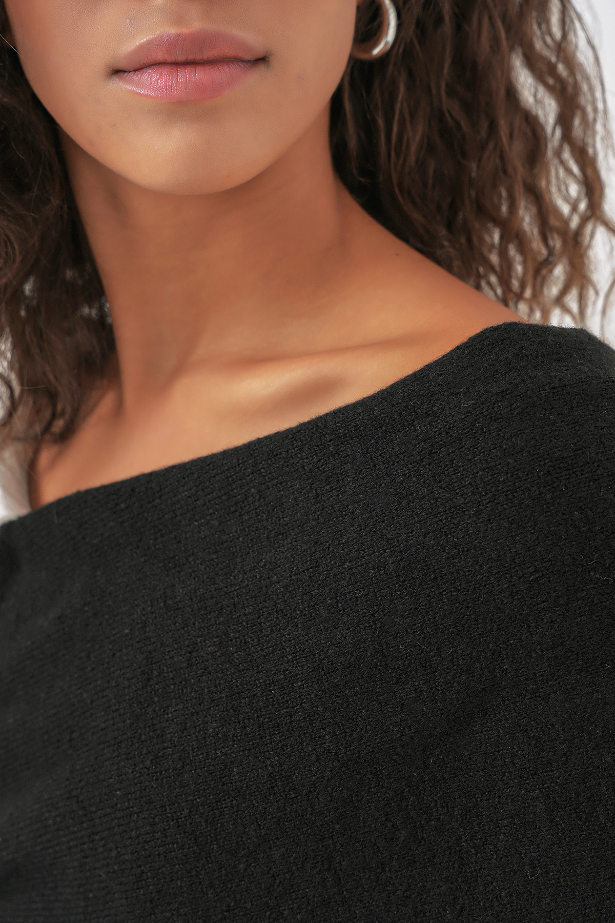 Bigdart-15916 Hemd Detaillierte Strickwaren Bluse Pullover - Schwarz 4