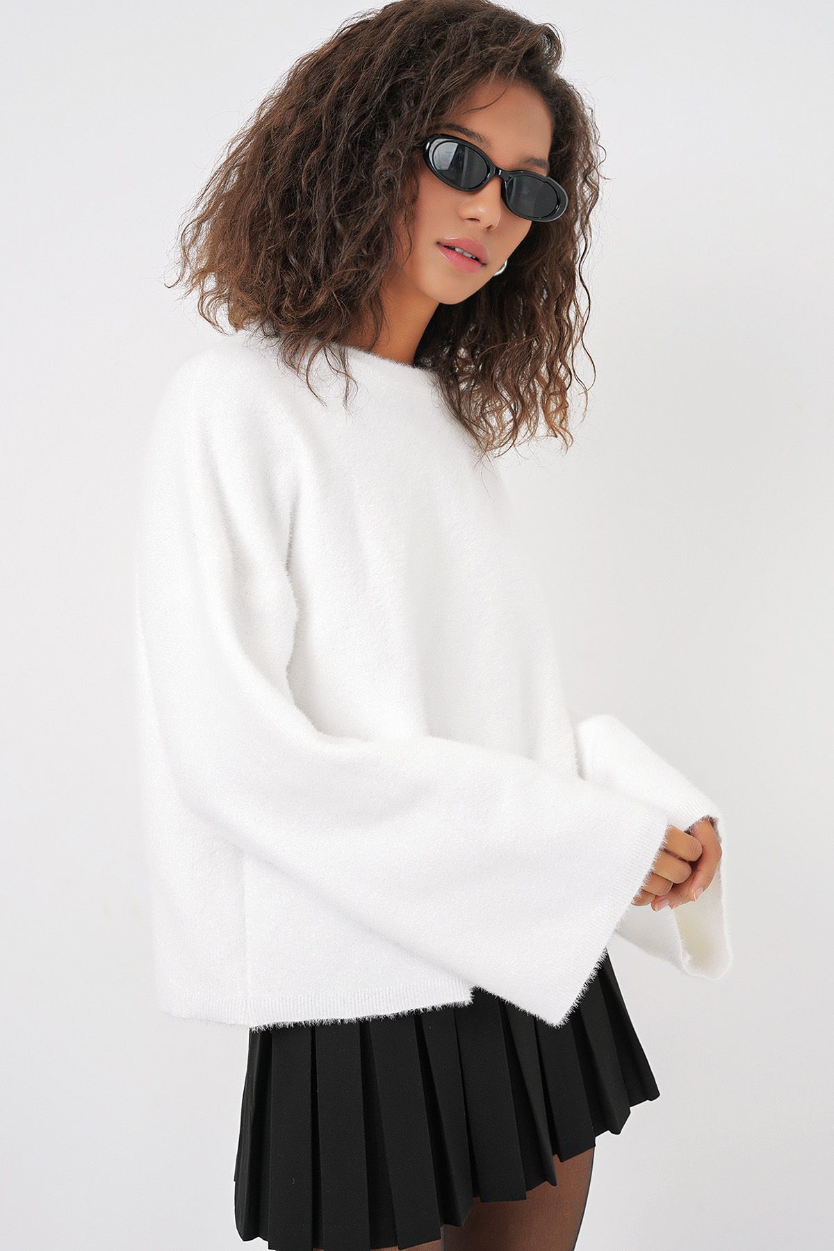 Bigdart-15915 Weich strukturierter Strickpullover – Weiß 3