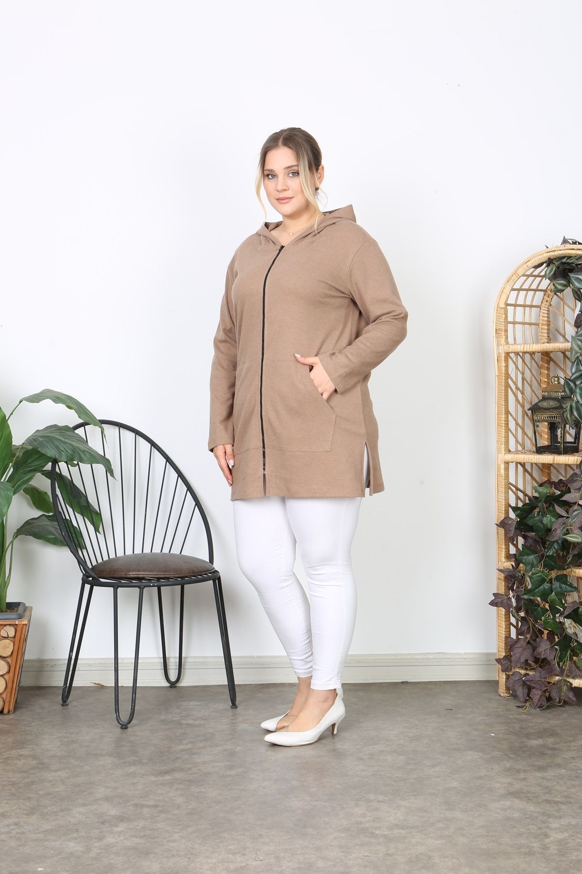 ESPİNA-Plus Size Soft Quality Tunic with Pockets and Zipper 6