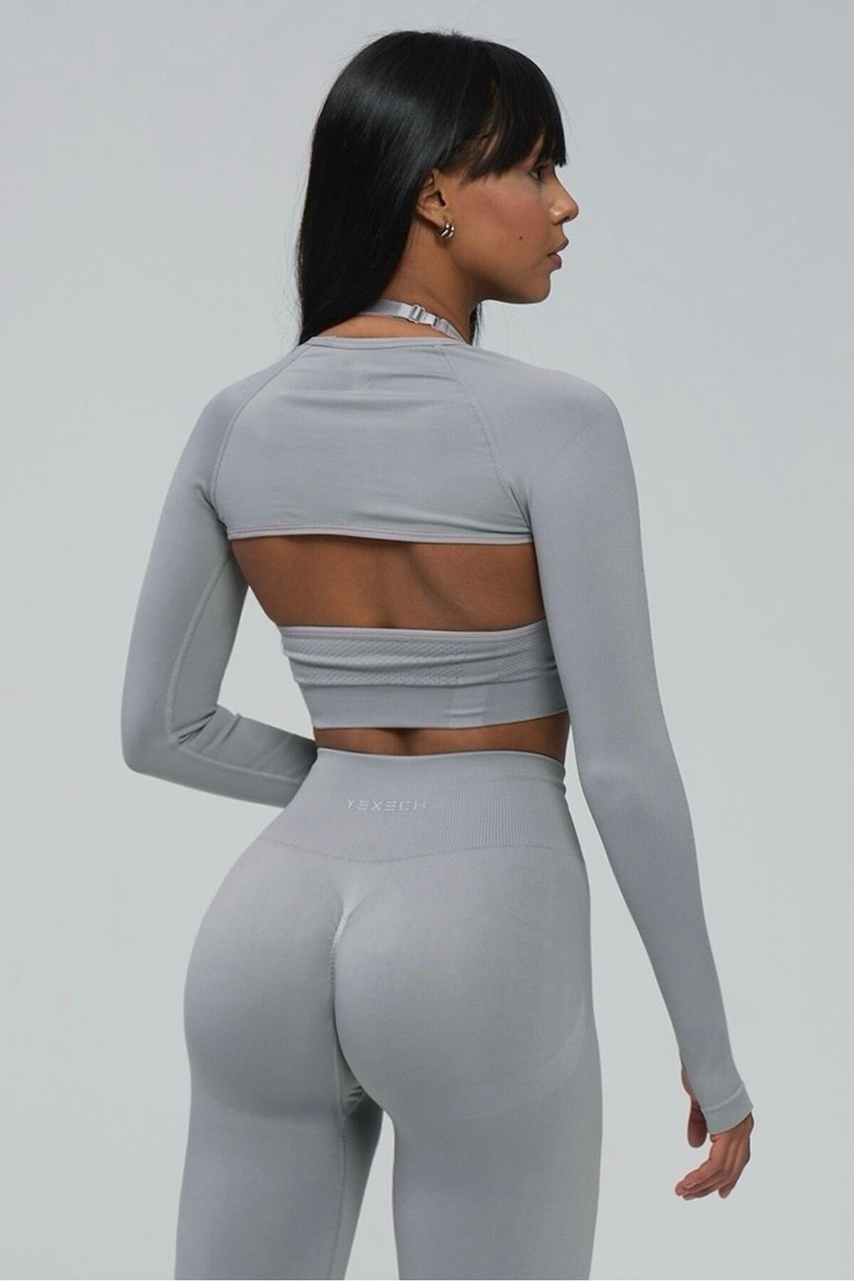 YEXECH-Seamless Long Sleeve Finger Detailed Aurora Cover Crop Top 4