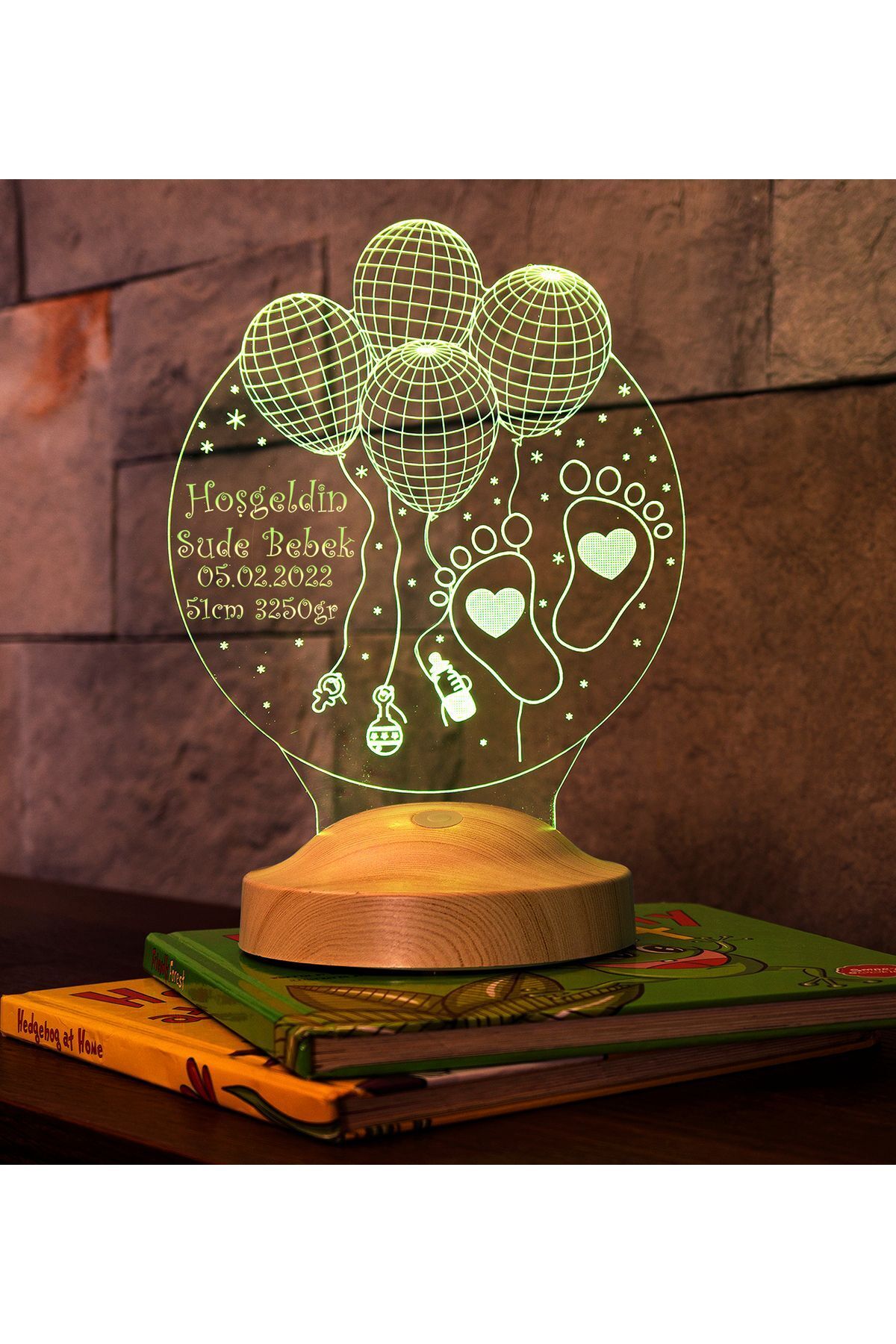 SEVGİLAMBASI Yeni Doğan Bebek Hediyesi, Kız Bebeğe Hediye, Hoş Geldin Bebek Hediyesi 3 Boyutlu Led Lamba fotoğrafı 4 (önizleme)