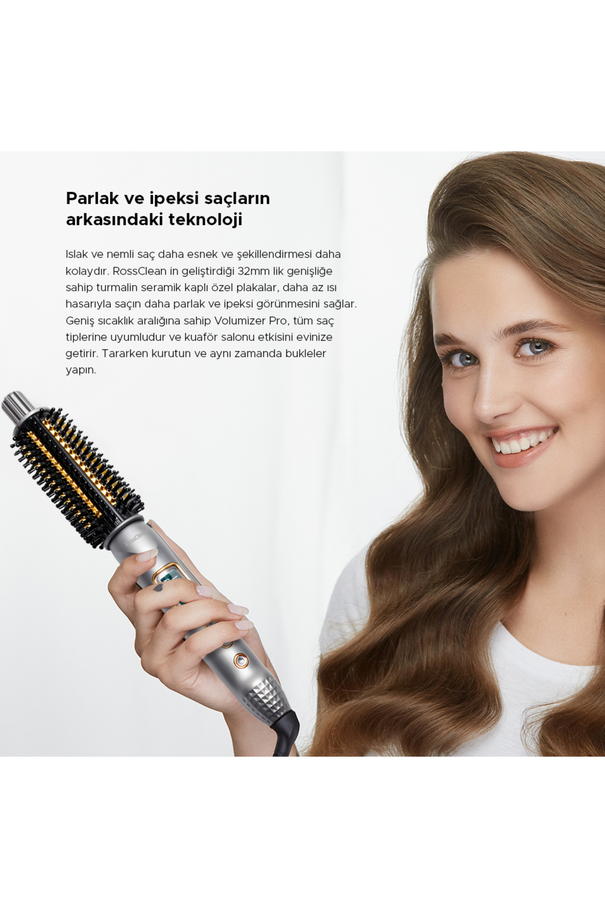 RossClean Favored Volumizer Pro 2in1 Led Ekranlı Saç Düzleştirici