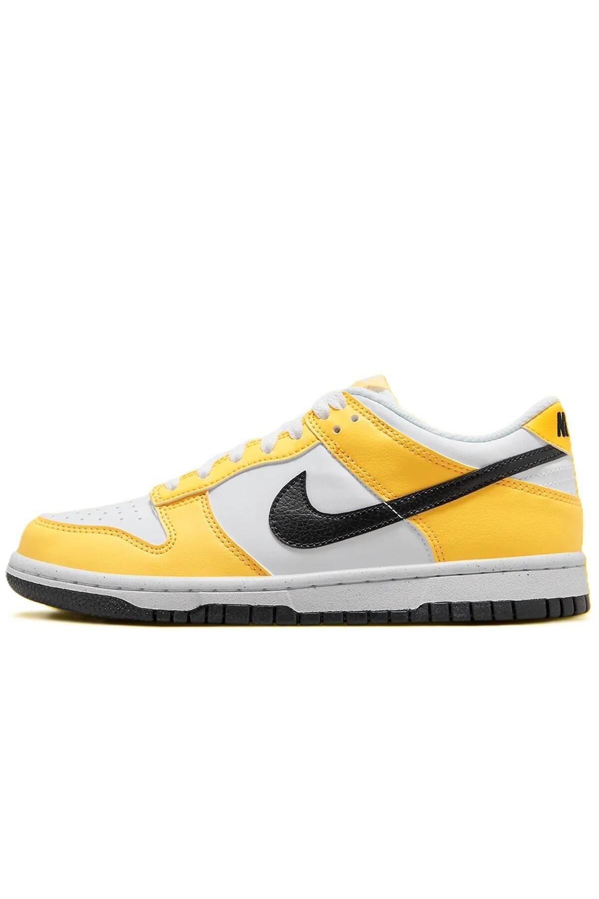 Nike-Unisex Dunk Low Nn Gs - Genuine Leather White Yellow Casual Sneakers 2