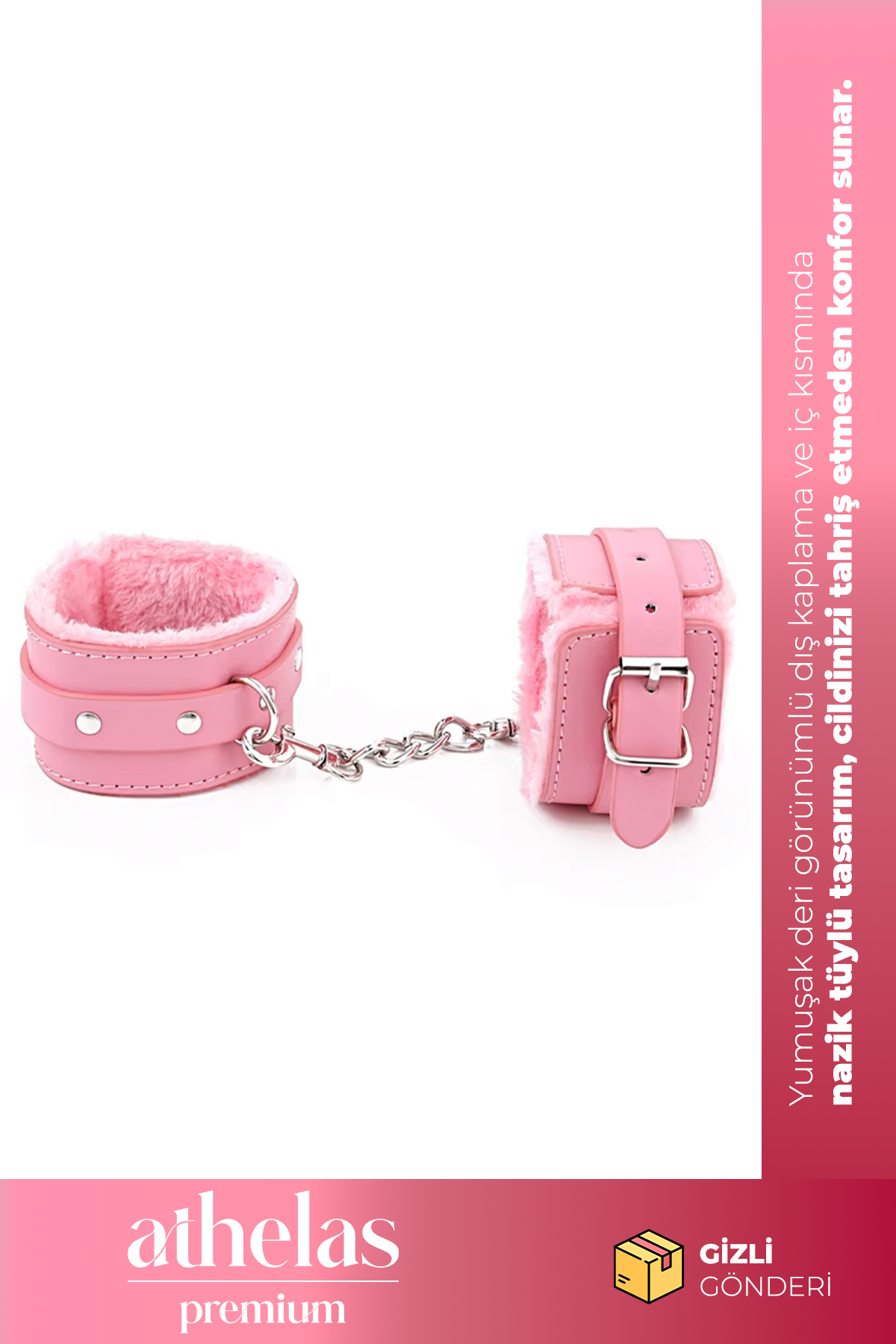 Athelas Premium Pembe Kırbaç Kelepçe İçi Tüylü Deri Görünümlü Tokalı  Fantezi Köle Sahibe Seti - Fiyatı, Yorumları