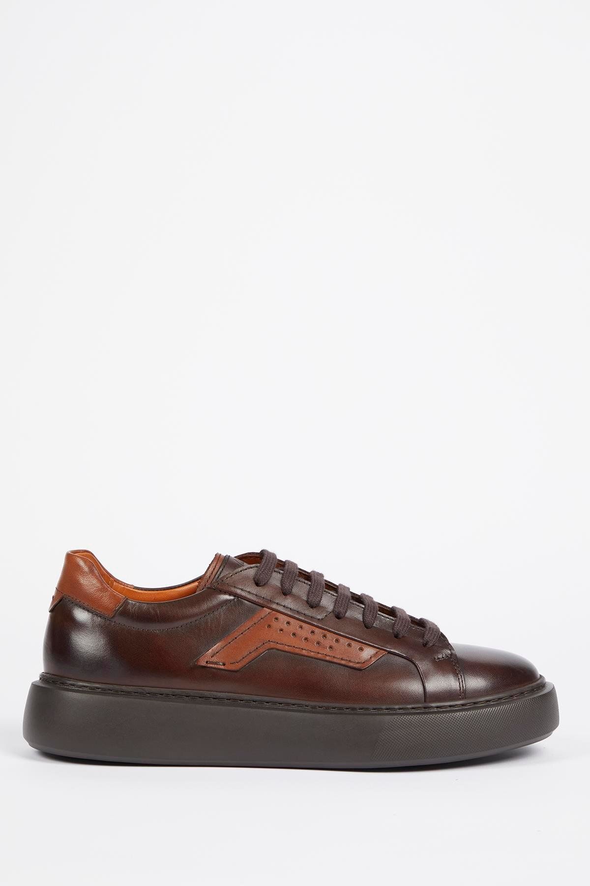 Galliano Shoes-حذاء رياضي ريميني جلد طبيعي أسود ناعم - نعل بالون 1