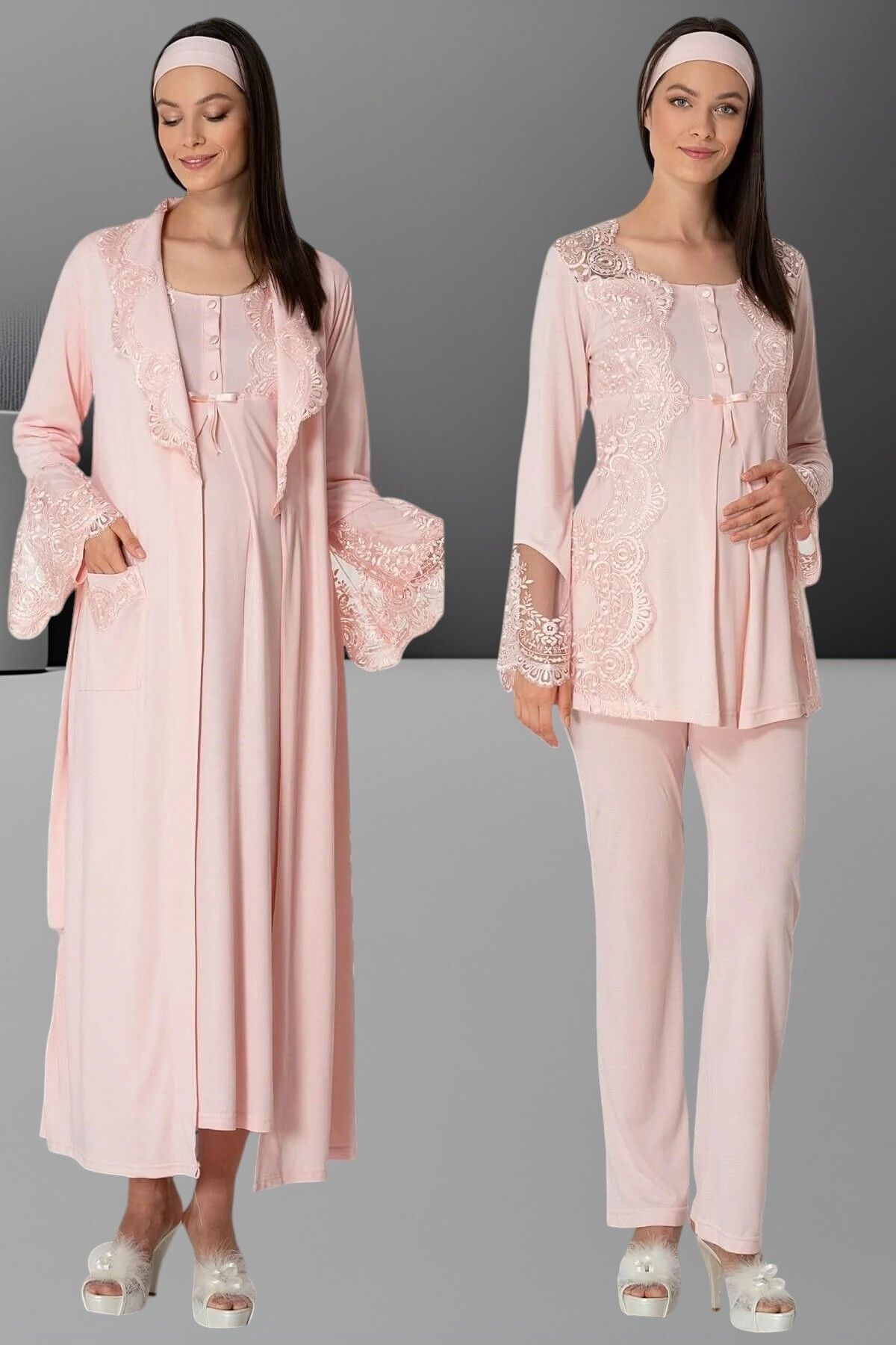 Starpink Lohusa Sabahlık Pijama Gecelik Takım starpnk