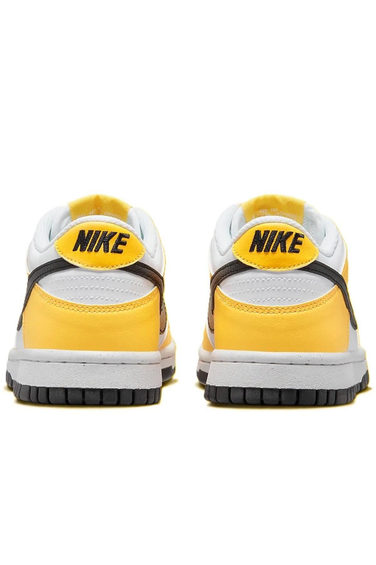 Nike-Unisex Dunk Low Nn Gs - Genuine Leather White Yellow Casual Sneakers 4