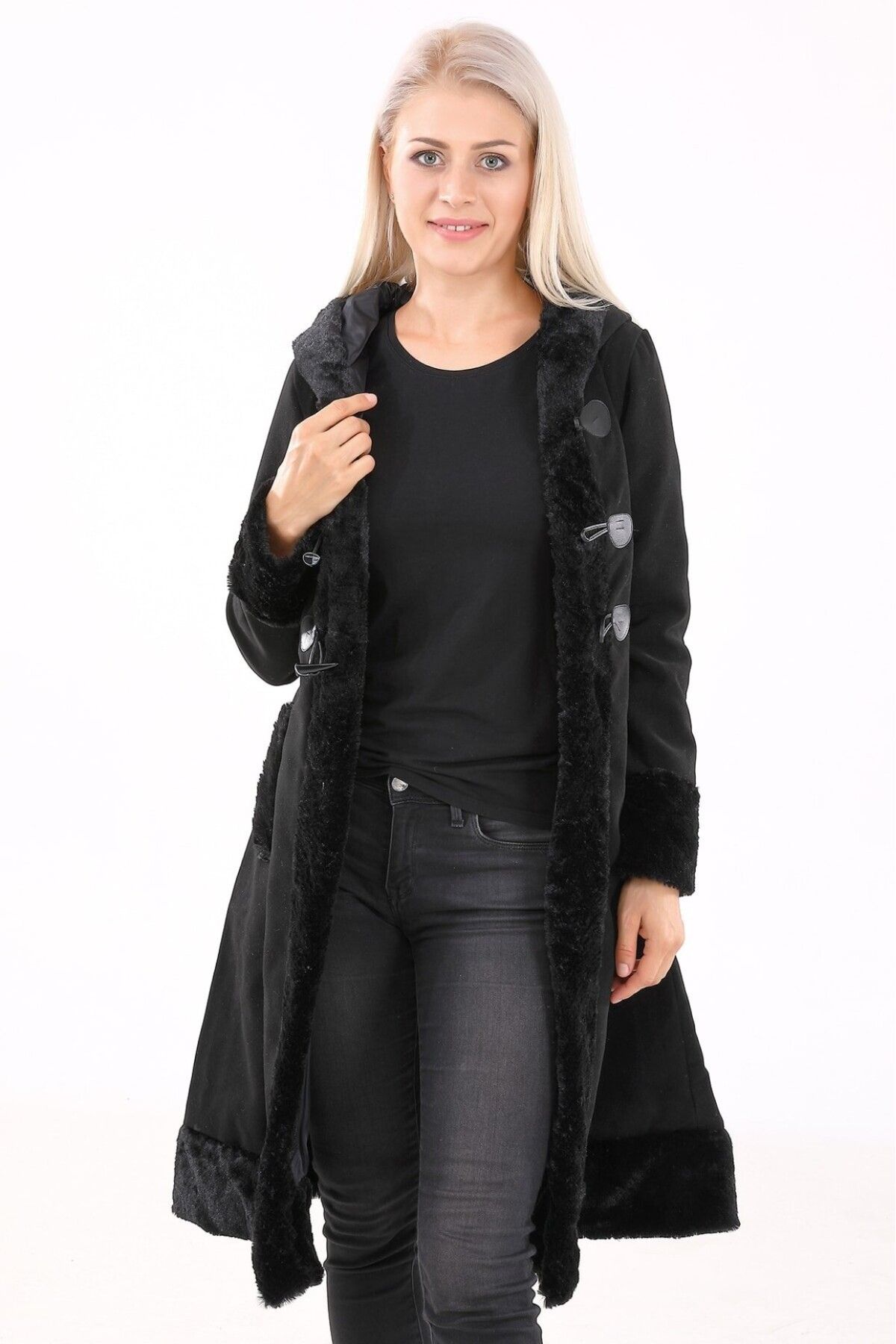 Toridas-Cashmere Fur Detailed Women's Coat 5