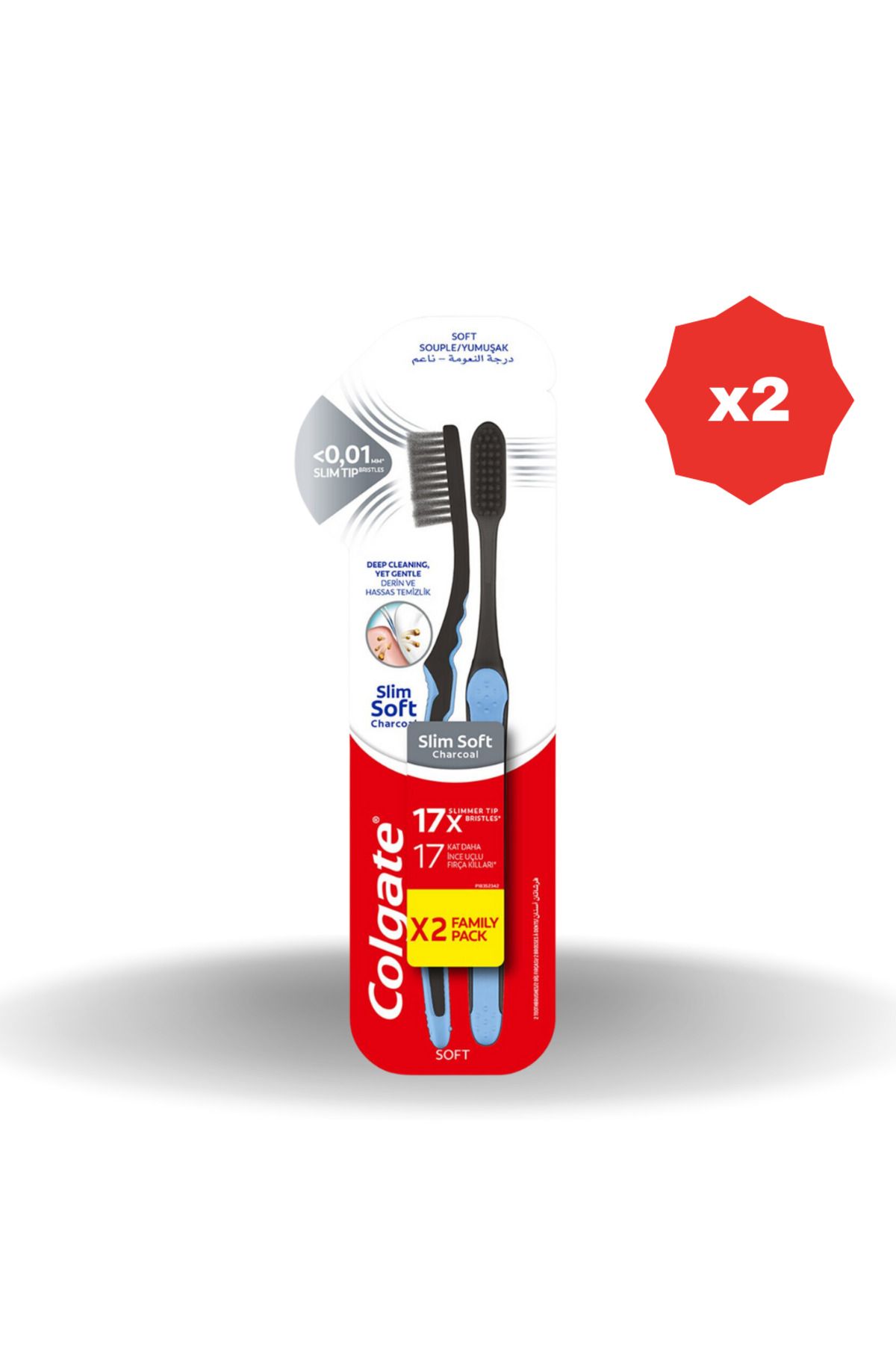 Colgate DİŞ FIRÇASI MİKRO SLİM SOFT CHARCOAL 1+1 - (2 ADET)