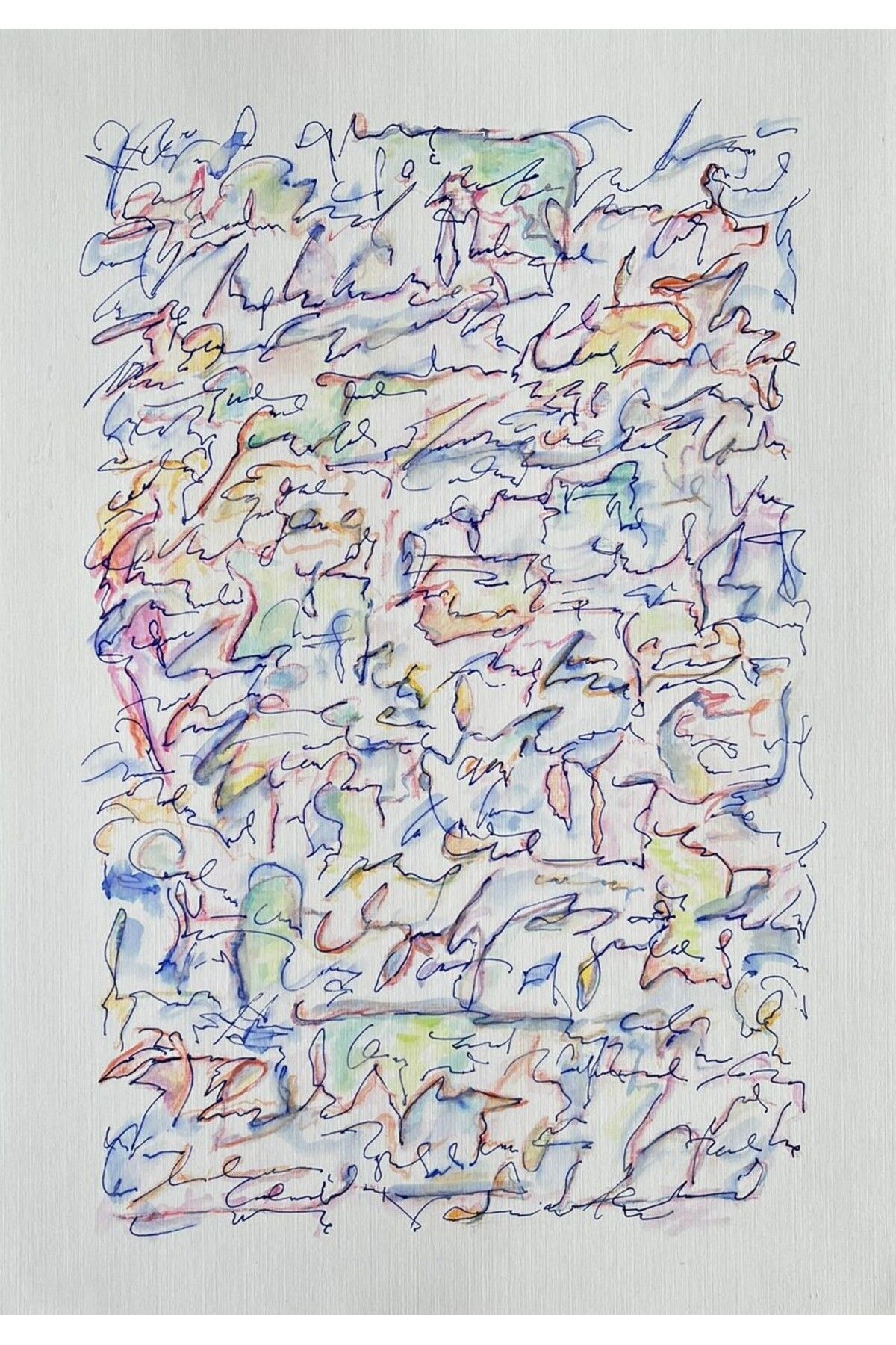 artoloji Gözde Aydın - Asemic 3 - 2024 - Kağıt üzerine karışık teknik - 24.3x34.7 cm