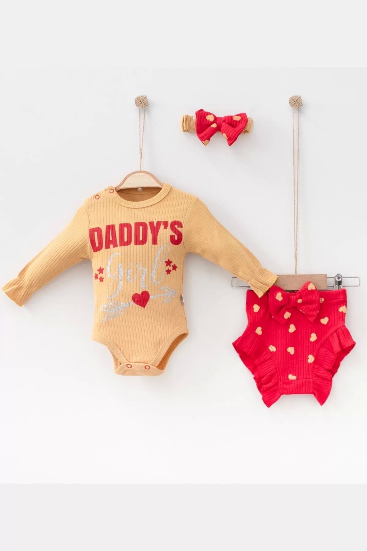 DEFNADA Daddy's Girl Bandanalı Kız Bebek Takımı