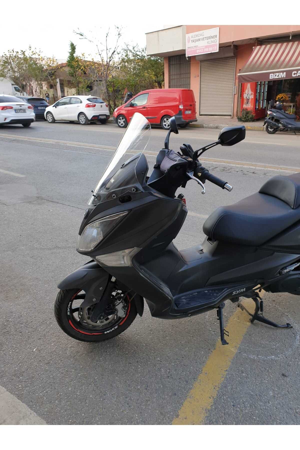SYM Joymax 250 İ Siperlik Ön Cam 2013 2016 Model 54cm Şeffaf Renkli 4mm KISA SPOR CAM