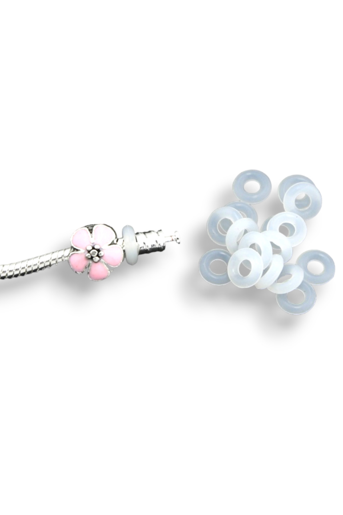 Dumledo Beyaz-Yarı Saydam Silikon Stopper(Durdurucu-Stopper) Charm - 2 Adet