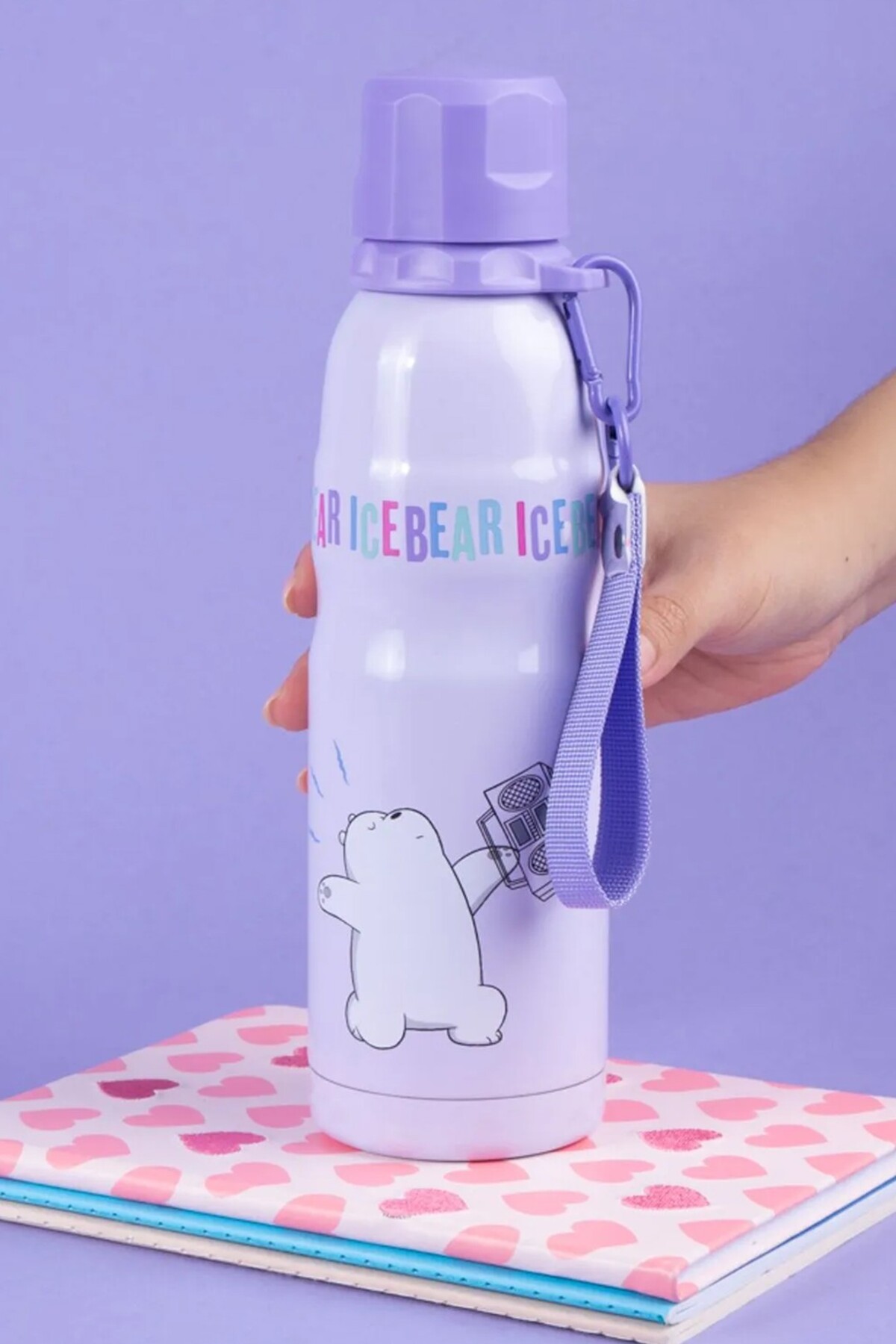 Miniso We Bare Bears Lisanslı Tutma İpli Termos (600ml) - Kutup Ayı fotoğrafı 3 (önizleme)