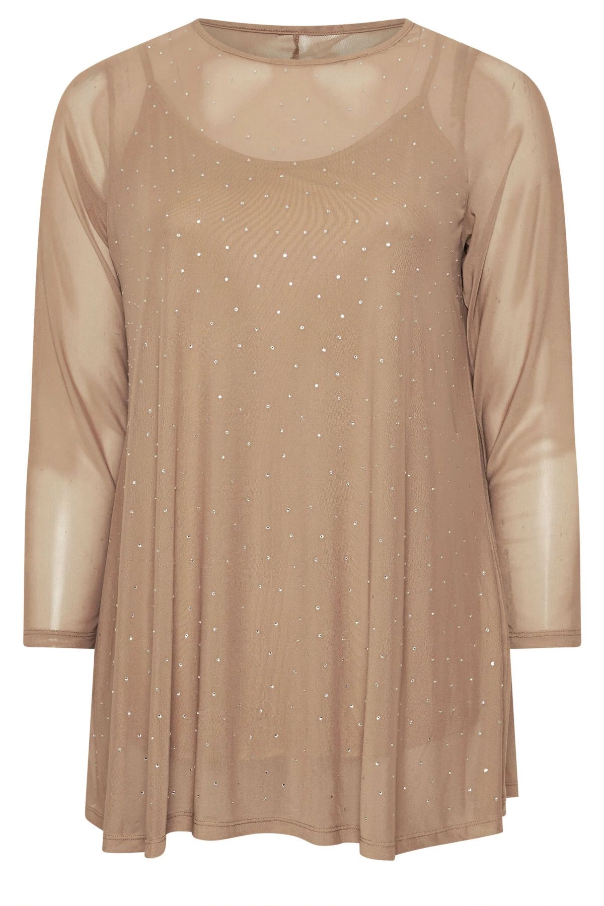 Stil Diva-Plus Size Long Sleeve Lined Stone Embroidered Blouse 303787 6