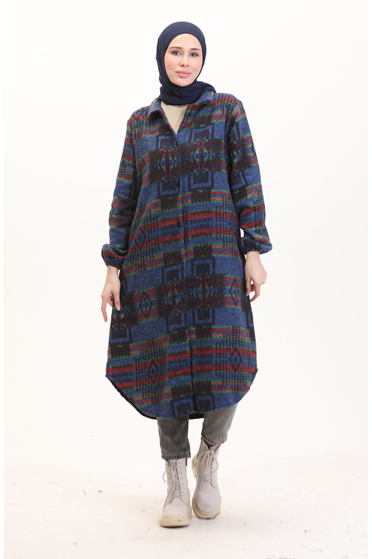 sefamerve-0556-06 Model Saks Colorful Ethnic Patterned Button Cap 2