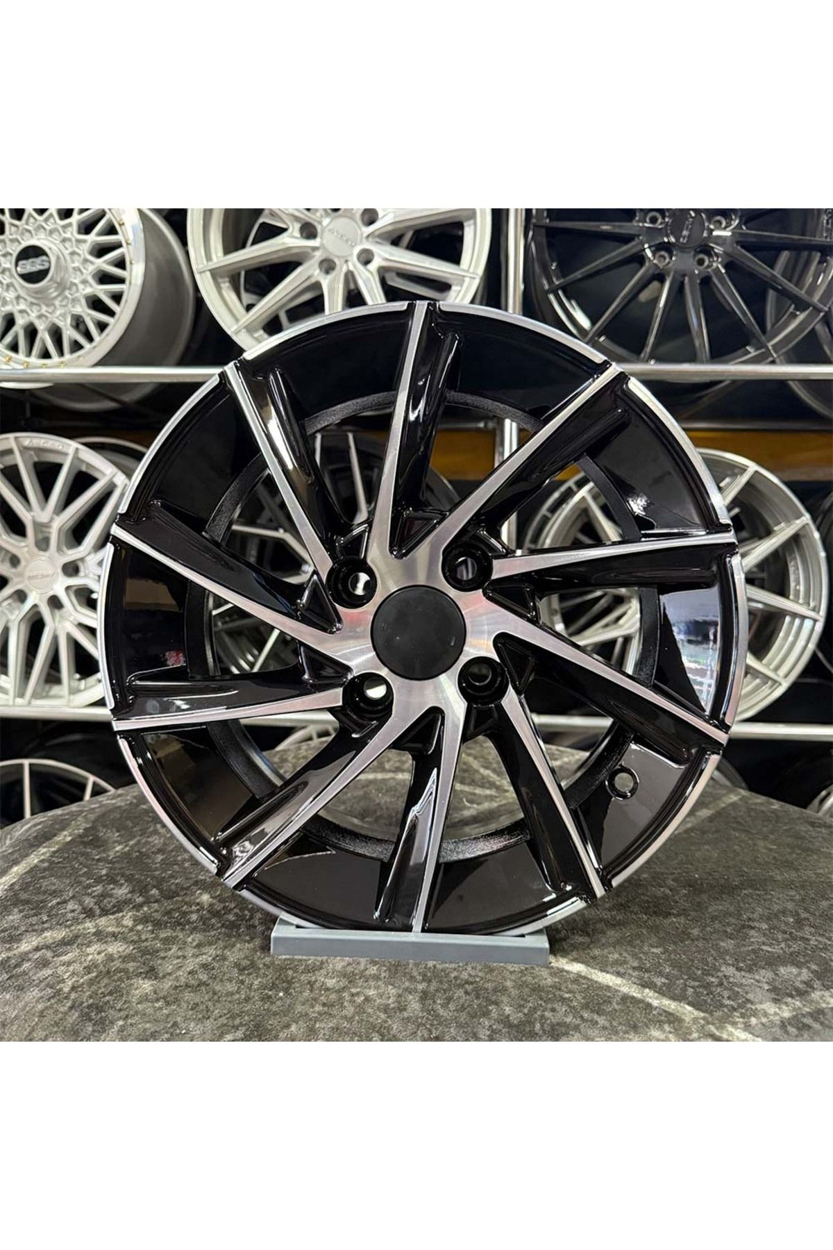 kormetal 14 inç 4x100 CLİO SYMBOL GETZ UYUMLU Siyah Elmas Kesim Jant Modeli (4 ADET)