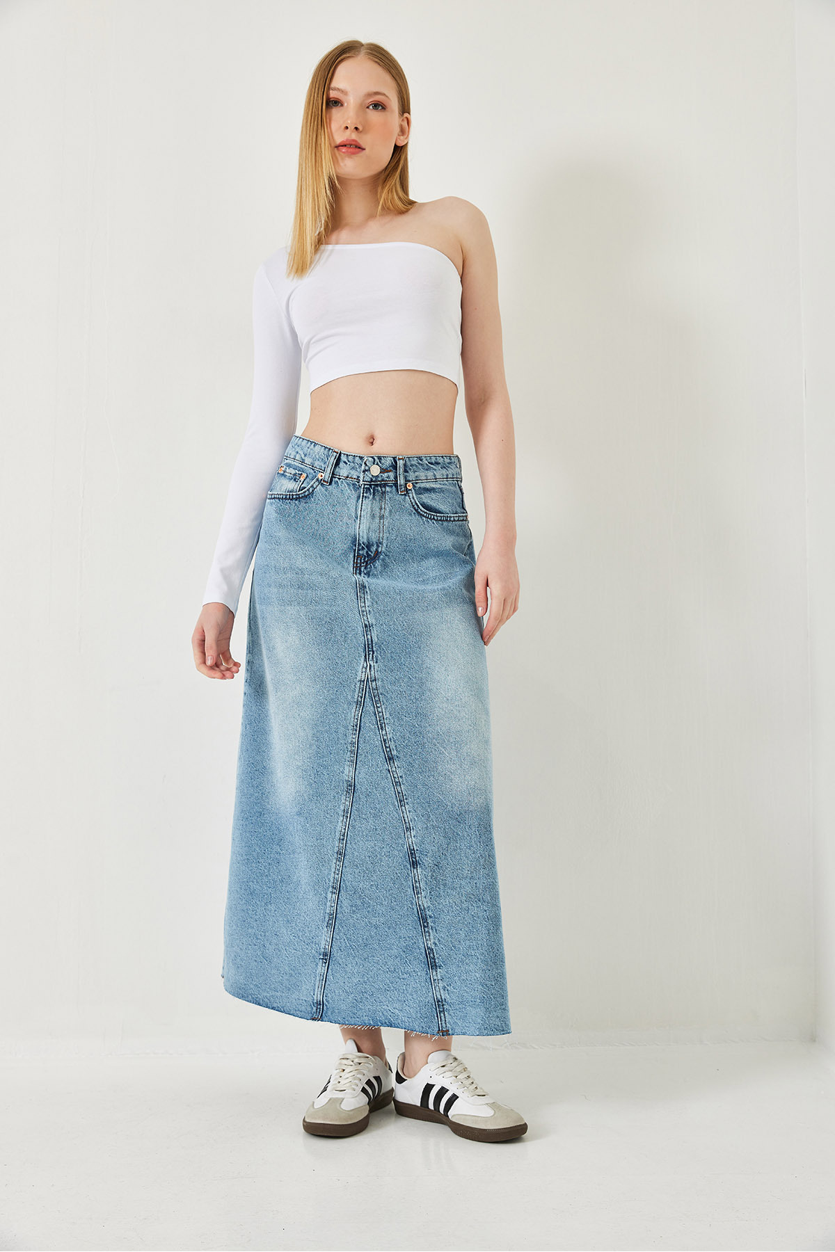 Bianco Lucci-Fusta lungă din denim tăiată cu laser pentru femei 5137 60261291 4