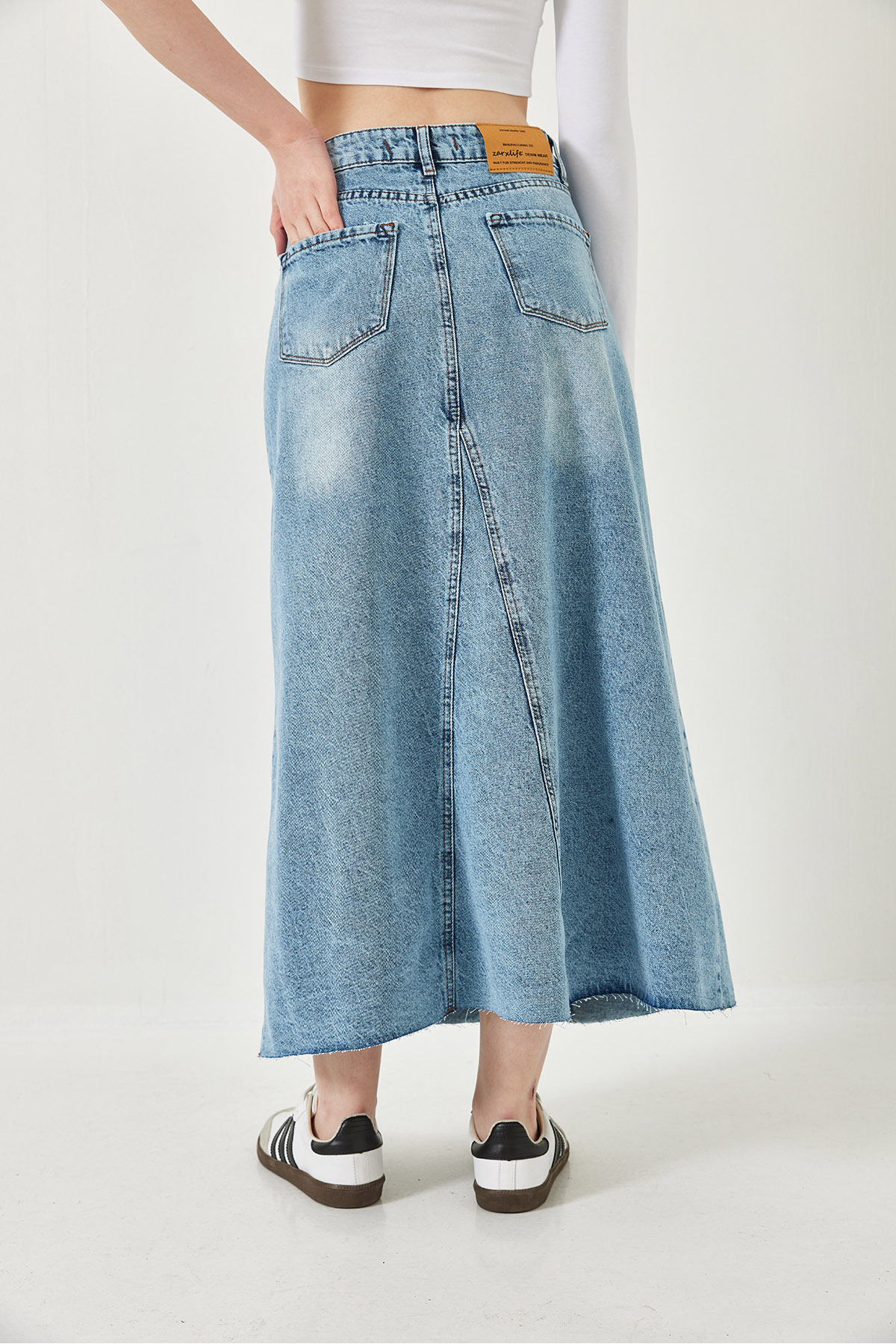 Bianco Lucci-Fusta lungă din denim tăiată cu laser pentru femei 5137 60261291 7