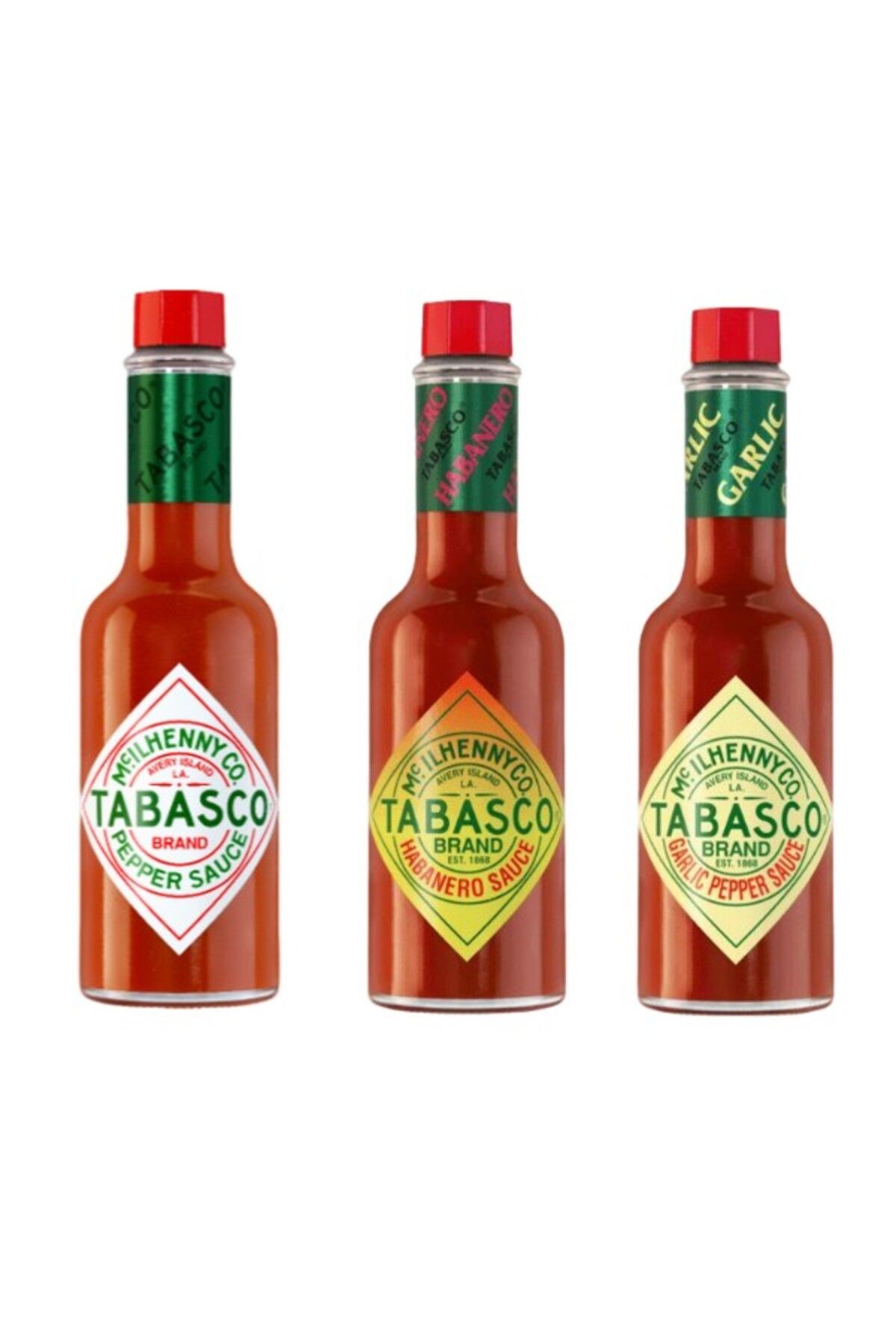 Tabasco Kırmızı Acı Biber Sosu Garlic Acı Biber Sosu ve Habanero Acı Biber Sosu 60 ML.