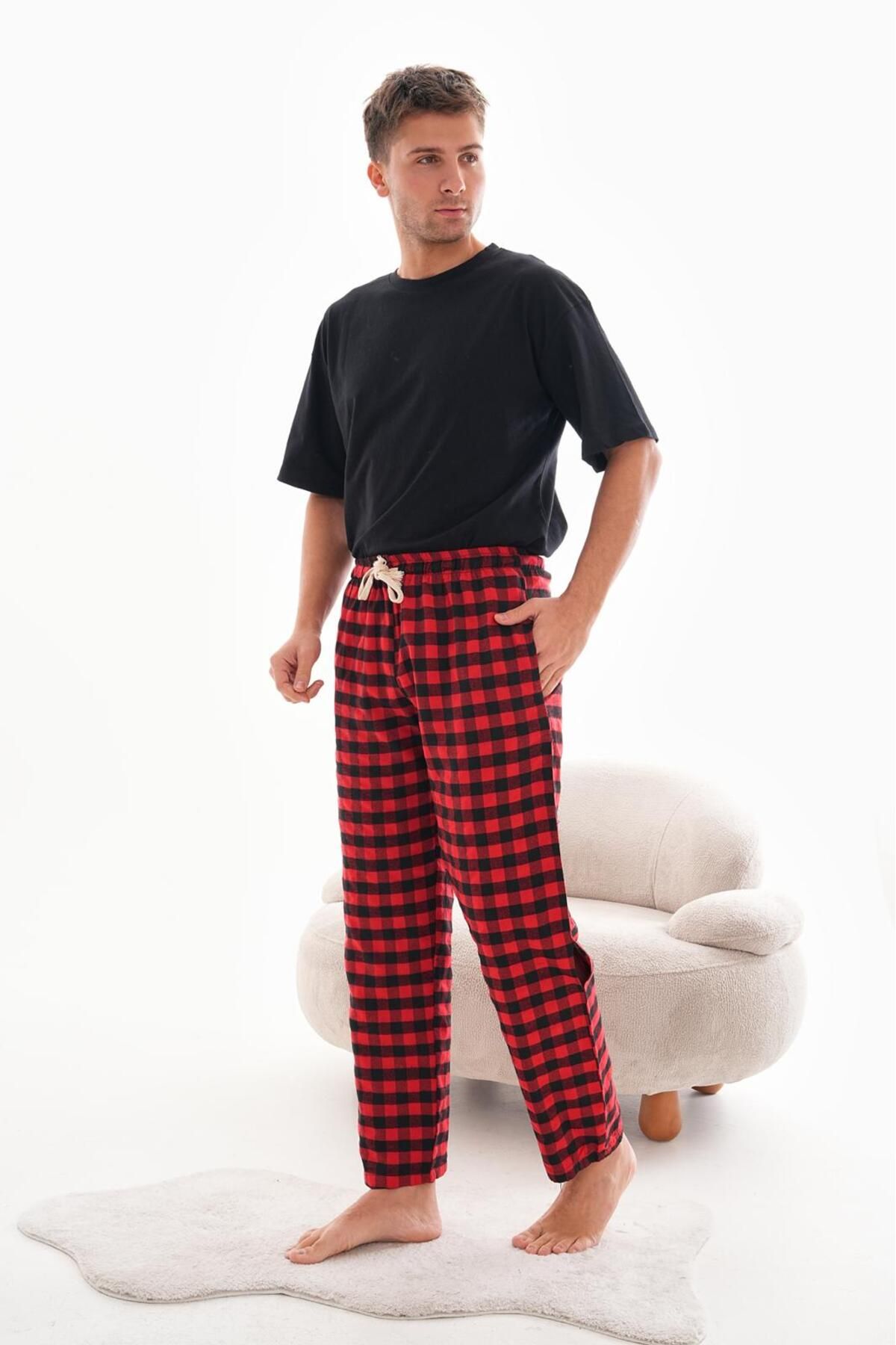 EdcX Harajuku Kare Ekose Desenli Pijama Eşofman Unisex