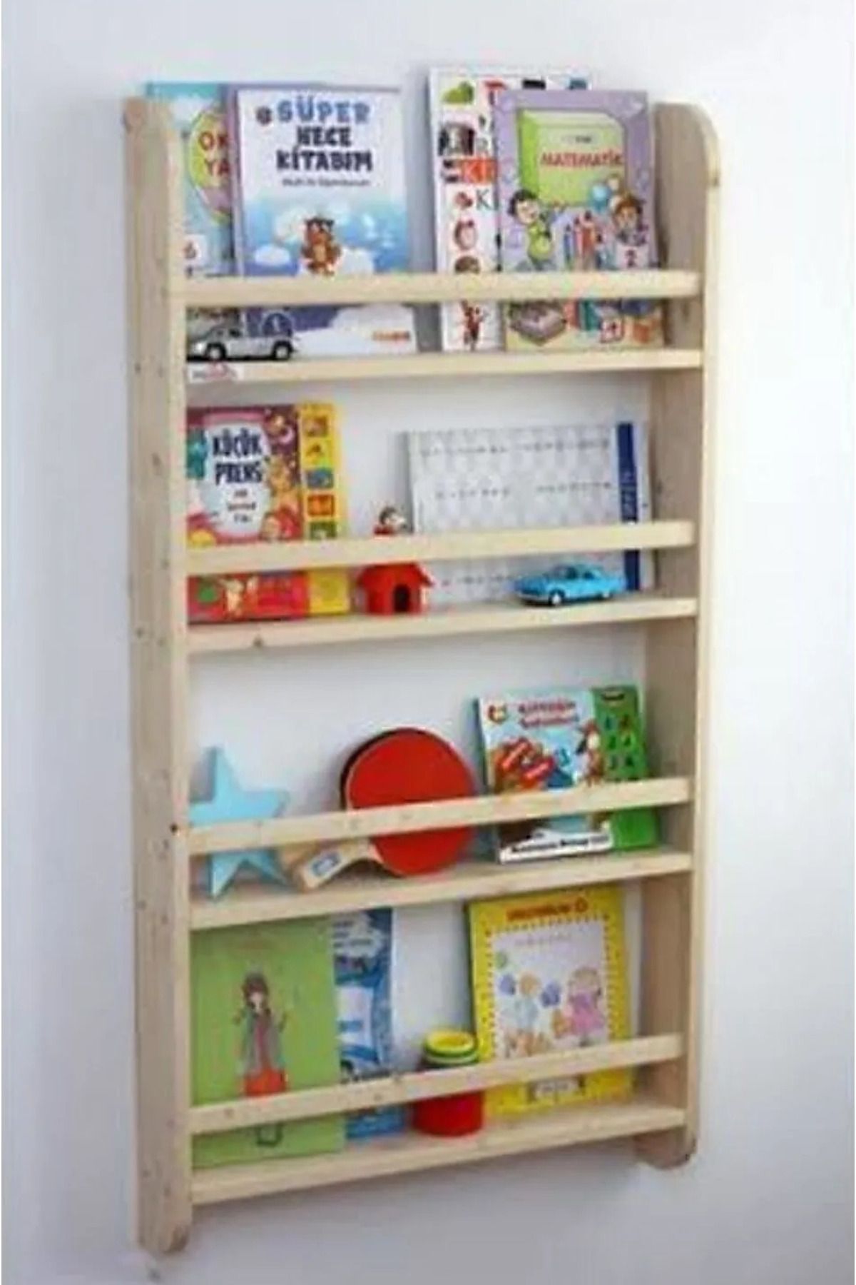 decoraid Montessori kitaplık Montessori çocuk odası kitaplığı ahşap doğal kitaplık ahşap kitaplık 100 x 50 cm