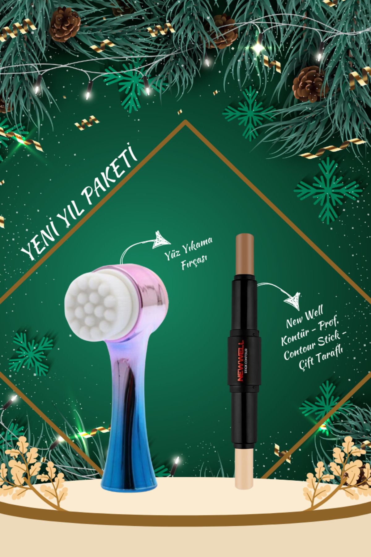 New Well Porcelain Make Up Stick Contour No:03 & Yüz Yıkama Fırçası