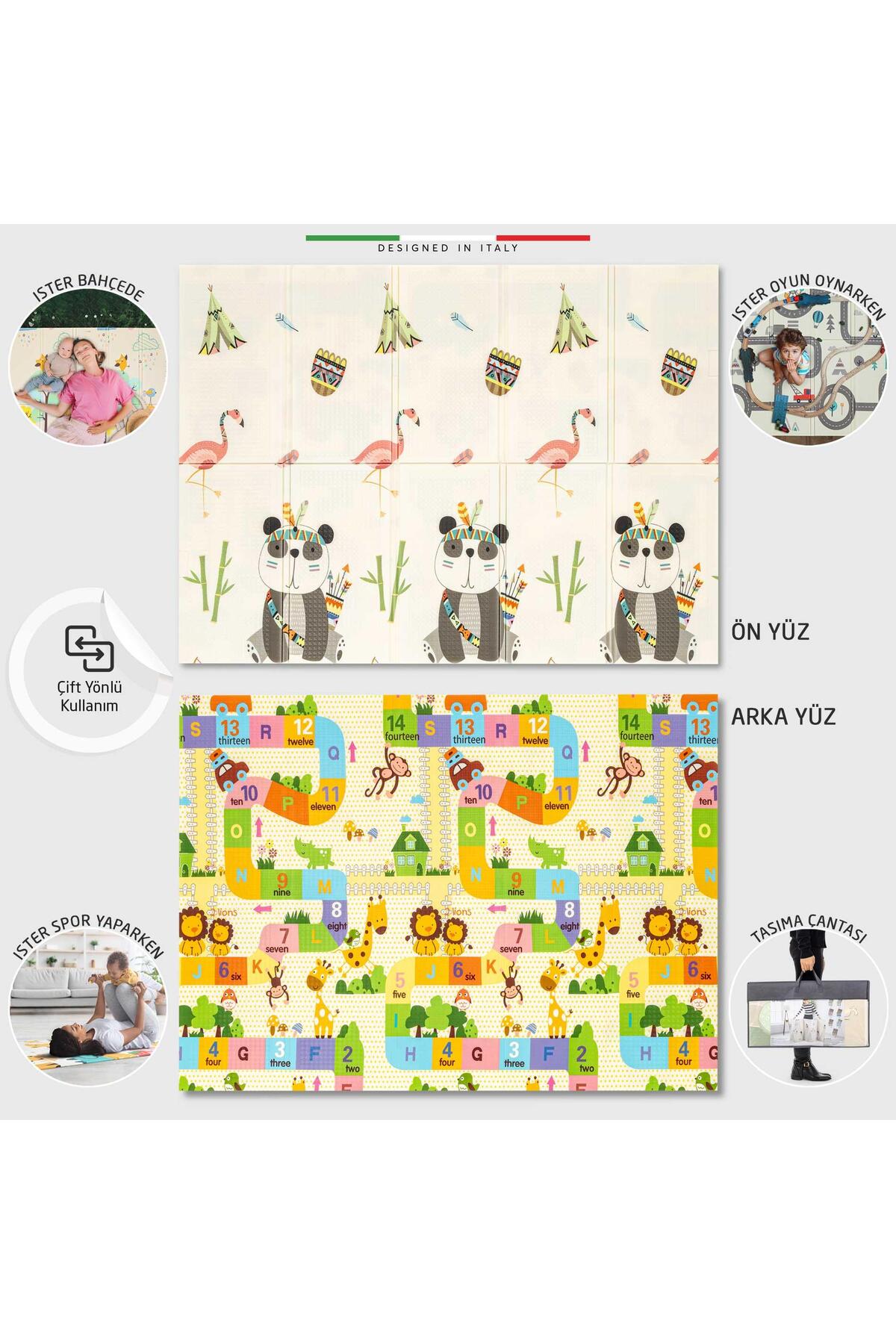 Elele Panda Katlanabilir Oyun Matı Oyun Halısı 180x200x1 Cm XFD217 Panda fotoğrafı 2 (önizleme)