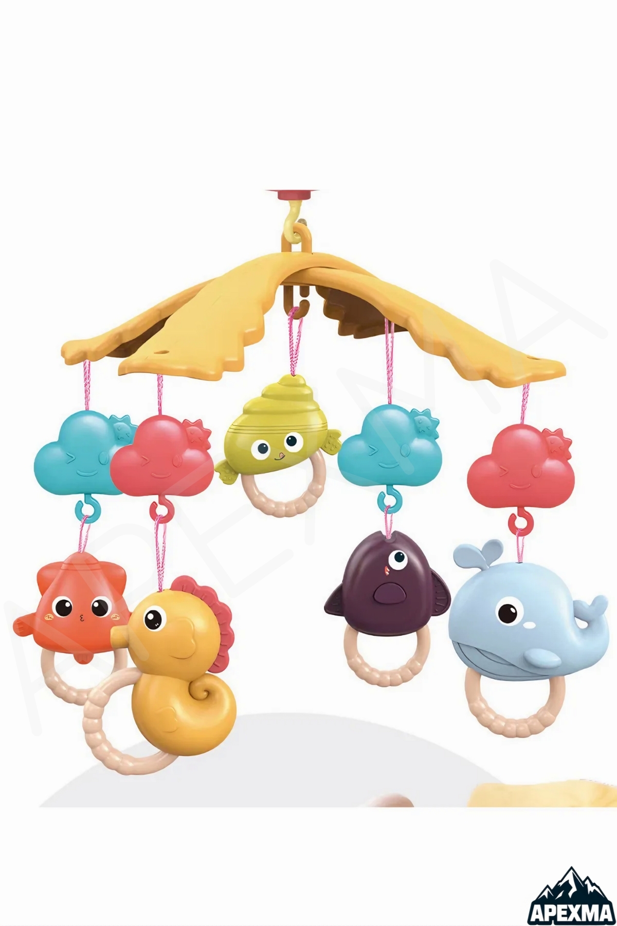 Apexma Pilli Işıklı Müzikli Kumandalı Projektörlü Sabitlemeli Çıngıraklı Dönence - Bebek Uyku Arkadaşı fotoğrafı 6 (önizleme)