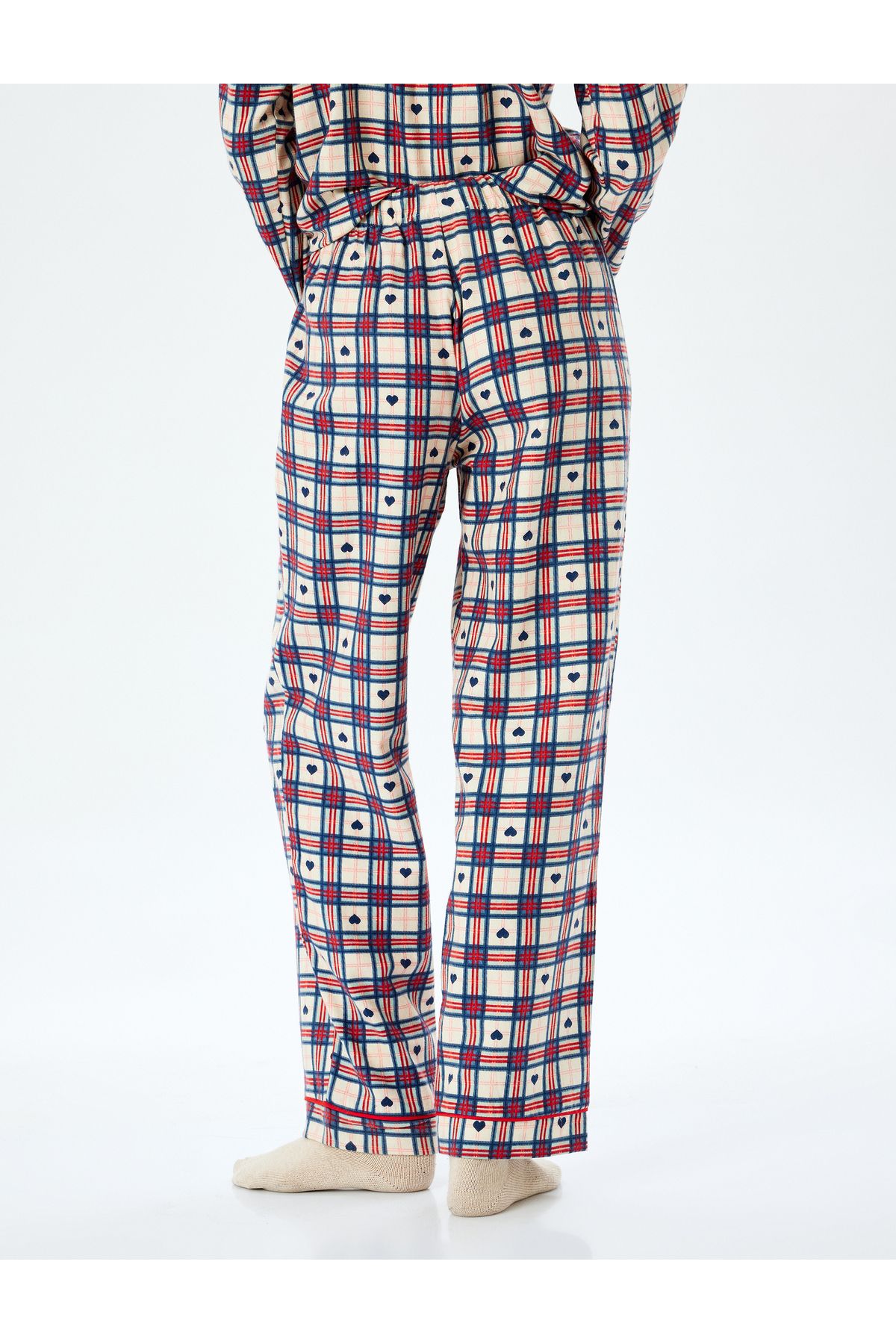 Koton-Plaid Heart Cotton Pajama Bottoms 4