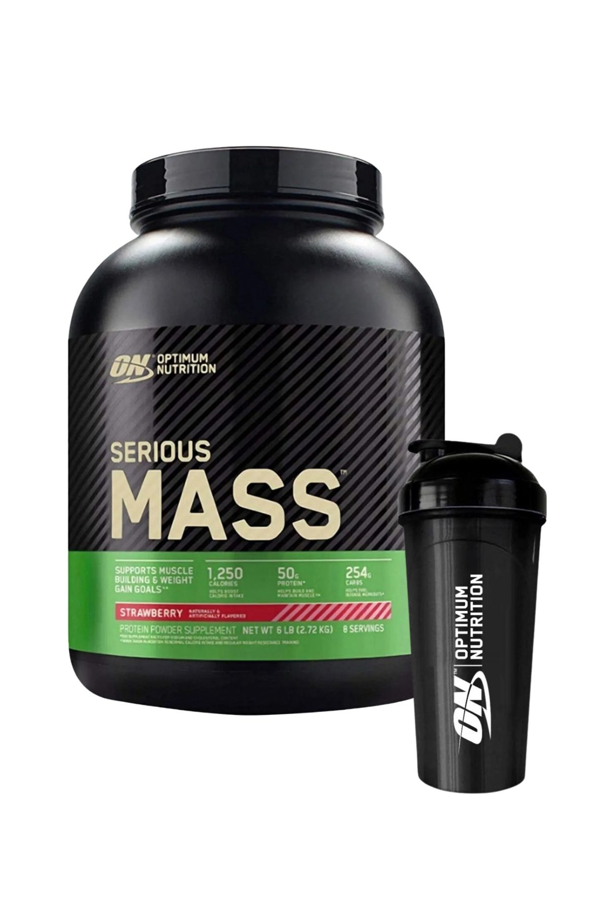 Optimum Nutrition Serious Mass Çilek Aromalı 2.73 8 Servis Amino Asit , Besin Desteği - Shaker 2'li