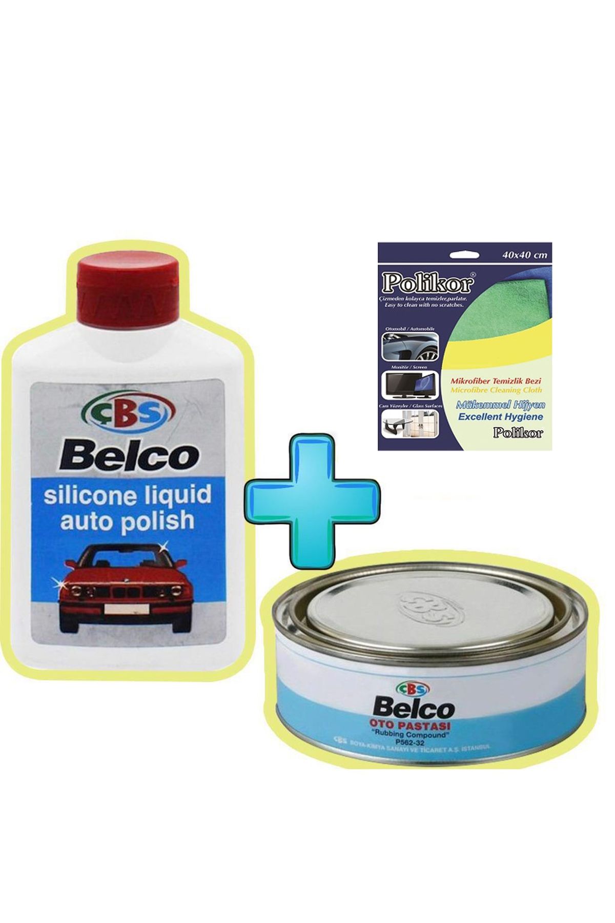 Belco ÇBS 250 GR OTO CİLA + 500 GR PASTA + 2 ADET MİKROFİBER BEZ SET