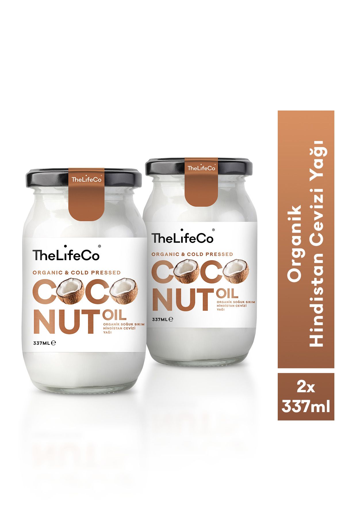 TheLifeCo Organik, Soğuk Sıkım Hindistan Cevizi Yağı 337 ml X 2 Adet (VEGAN)