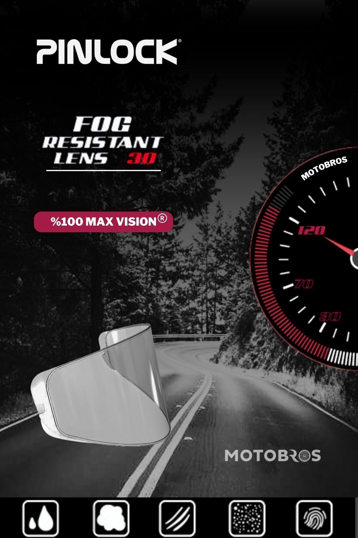 Motobros Motosiklet Kask Buğu ve Buhar Önleyici Pinlock X-97