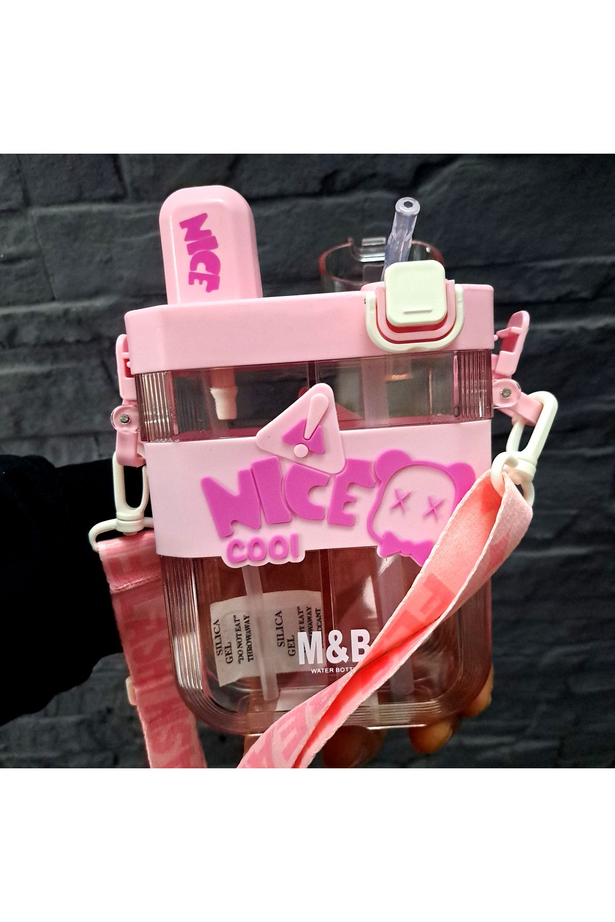 ALYTOYS-Water Bottle Two Separate Sections Push Button Pop up Lid 20X13Cm 600Mltr Hanging Lid Product 5