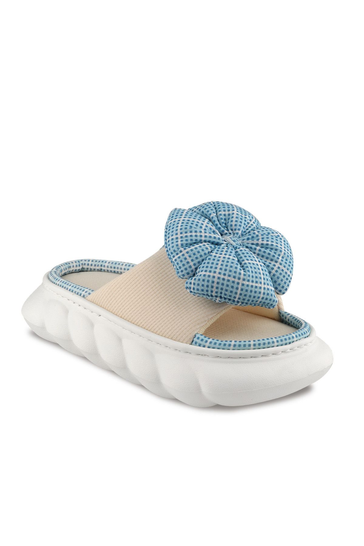 Esem-Ea22sk028 Women's Indoor Slippers Beige / Blue 1