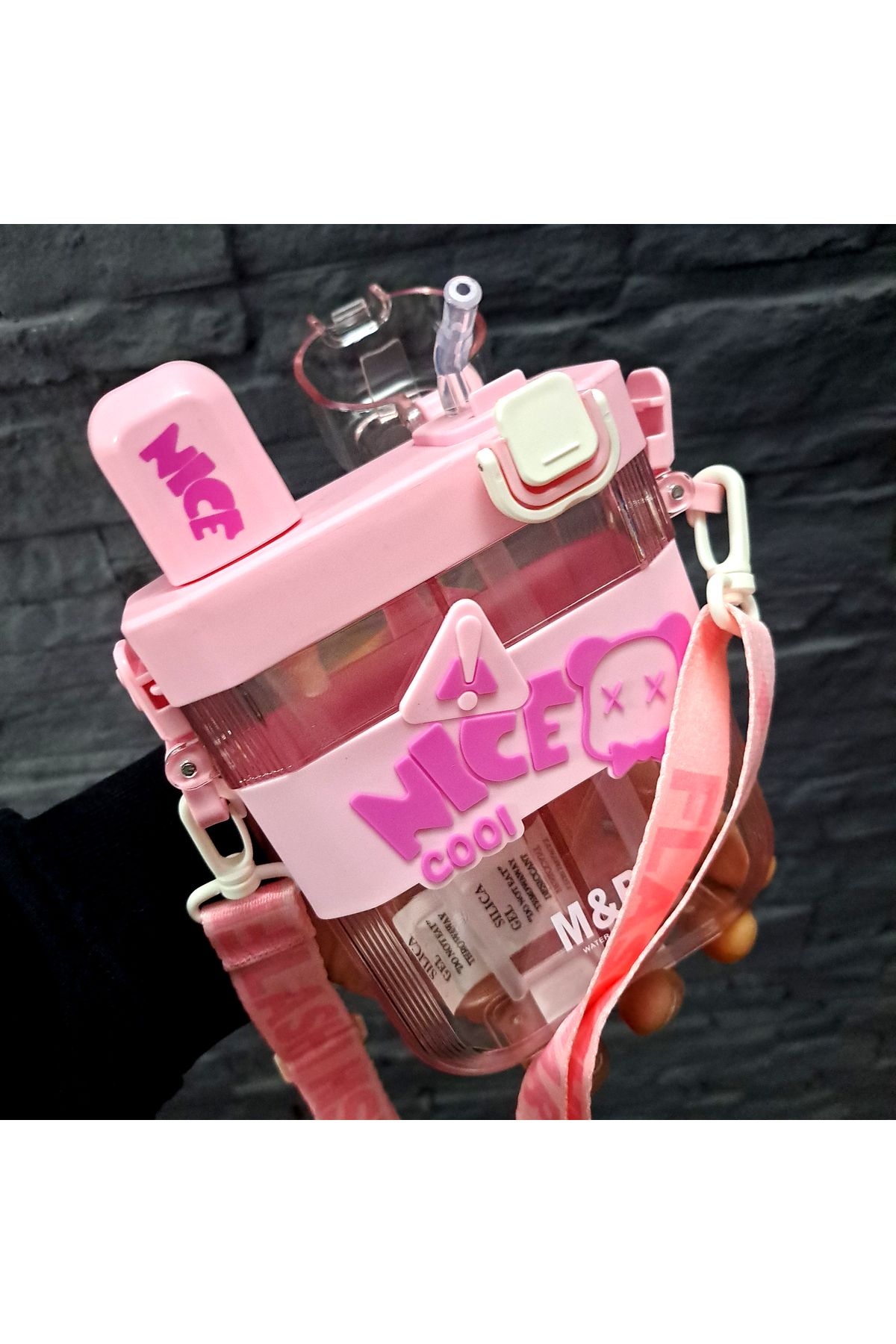 ALYTOYS-Water Bottle Two Separate Sections Push Button Pop up Lid 20X13Cm 600Mltr Hanging Lid Product 4