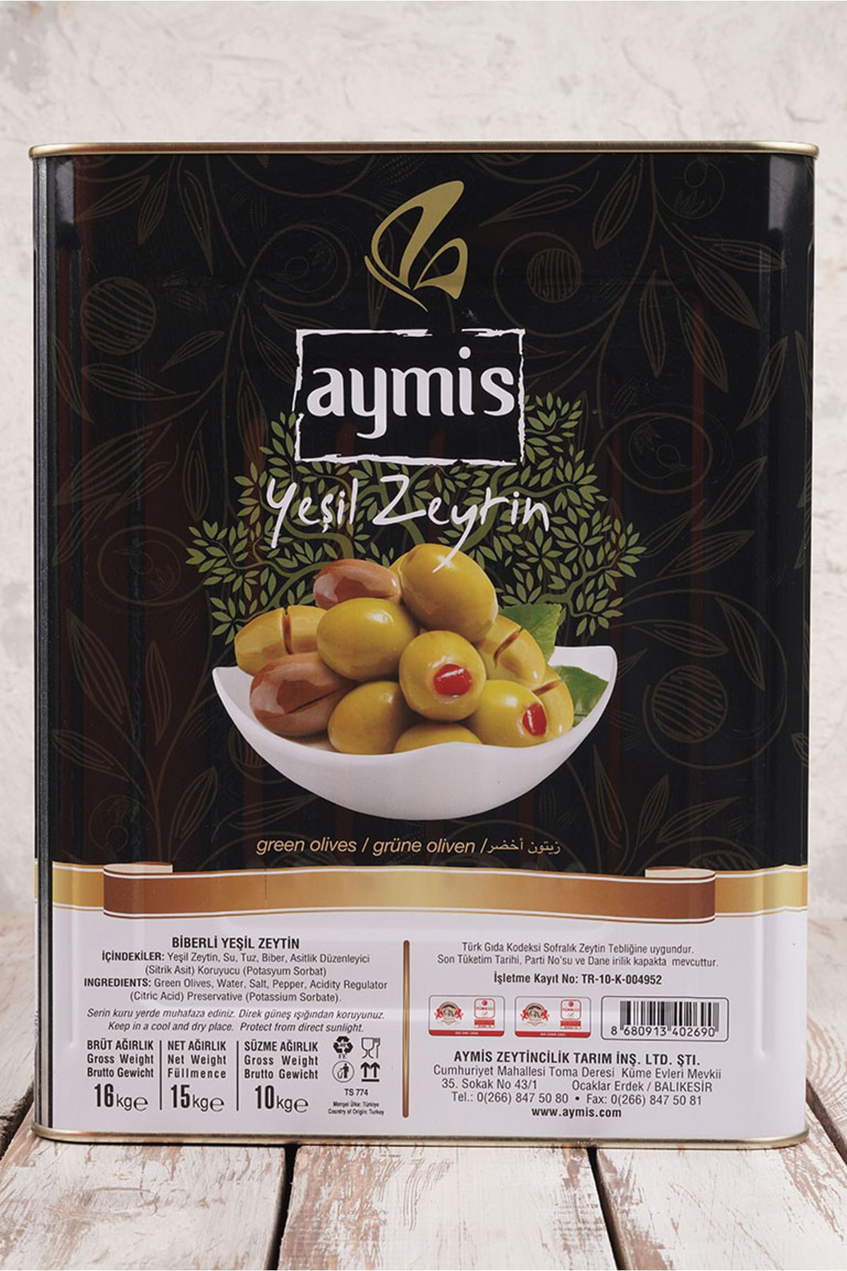 AYMİS Biber Dolgulu Yeşil Zeytin 10 KG