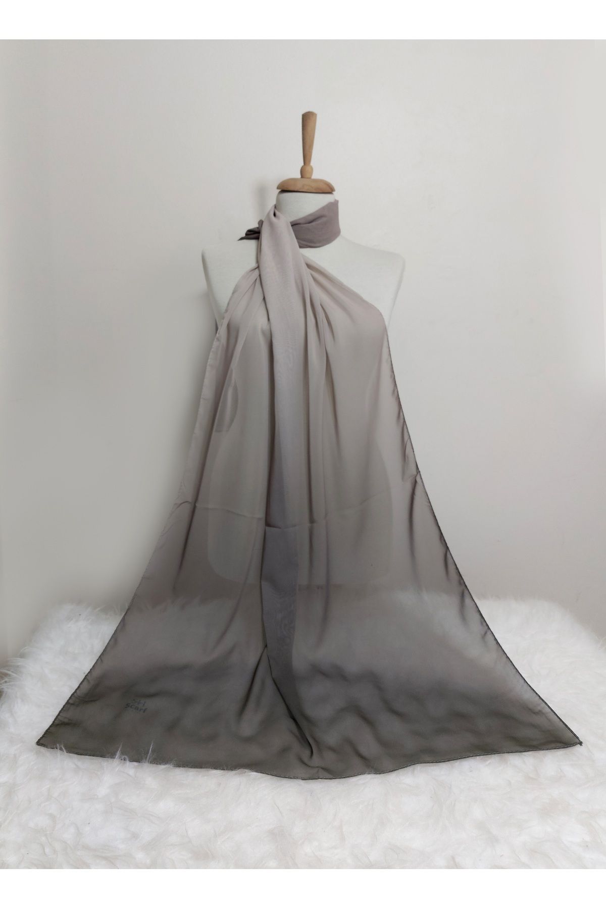 amirat-Patterned Non-Slip Chiffon Shawl - Gradient Model, 185X70 cm 2