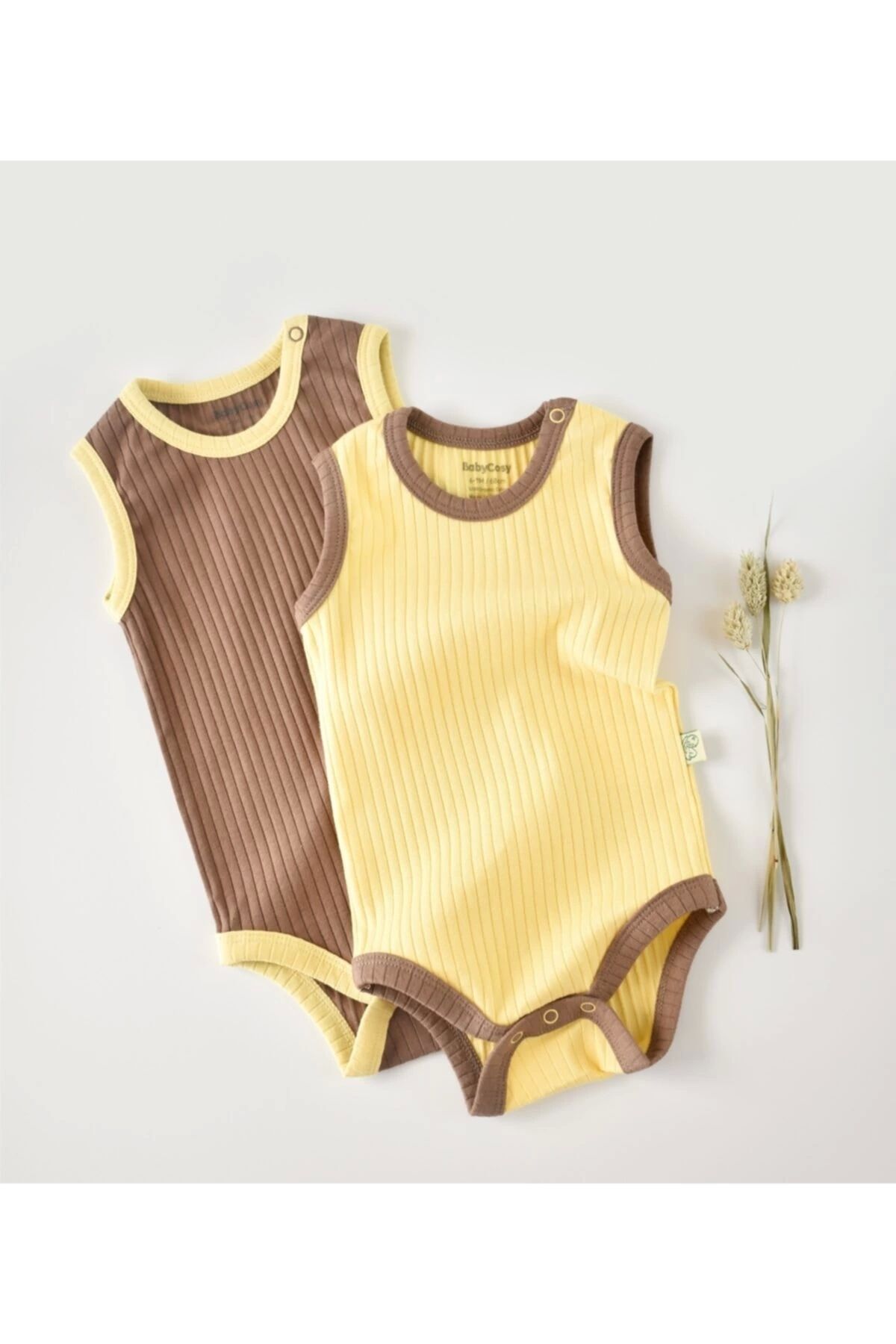 BabyCosy Bebek 2 Parça Kolsuz Body, %95 Organik Pamuk - %5 Elastan, Bebek ve Yenidoğan Serisi - CSYR4103